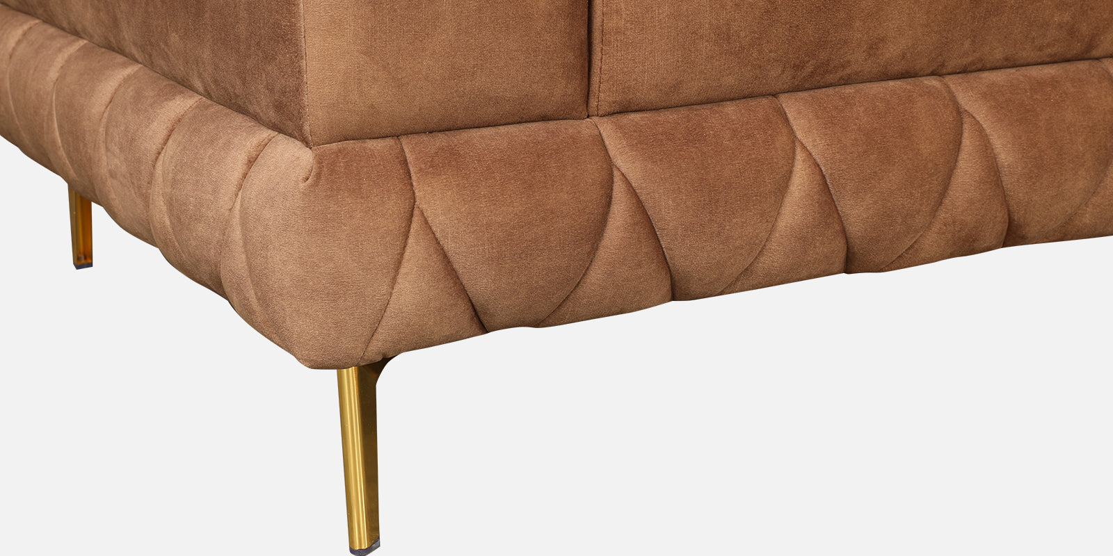 Plume Velvet Fabric Two Seater Sofa in Brown Colour