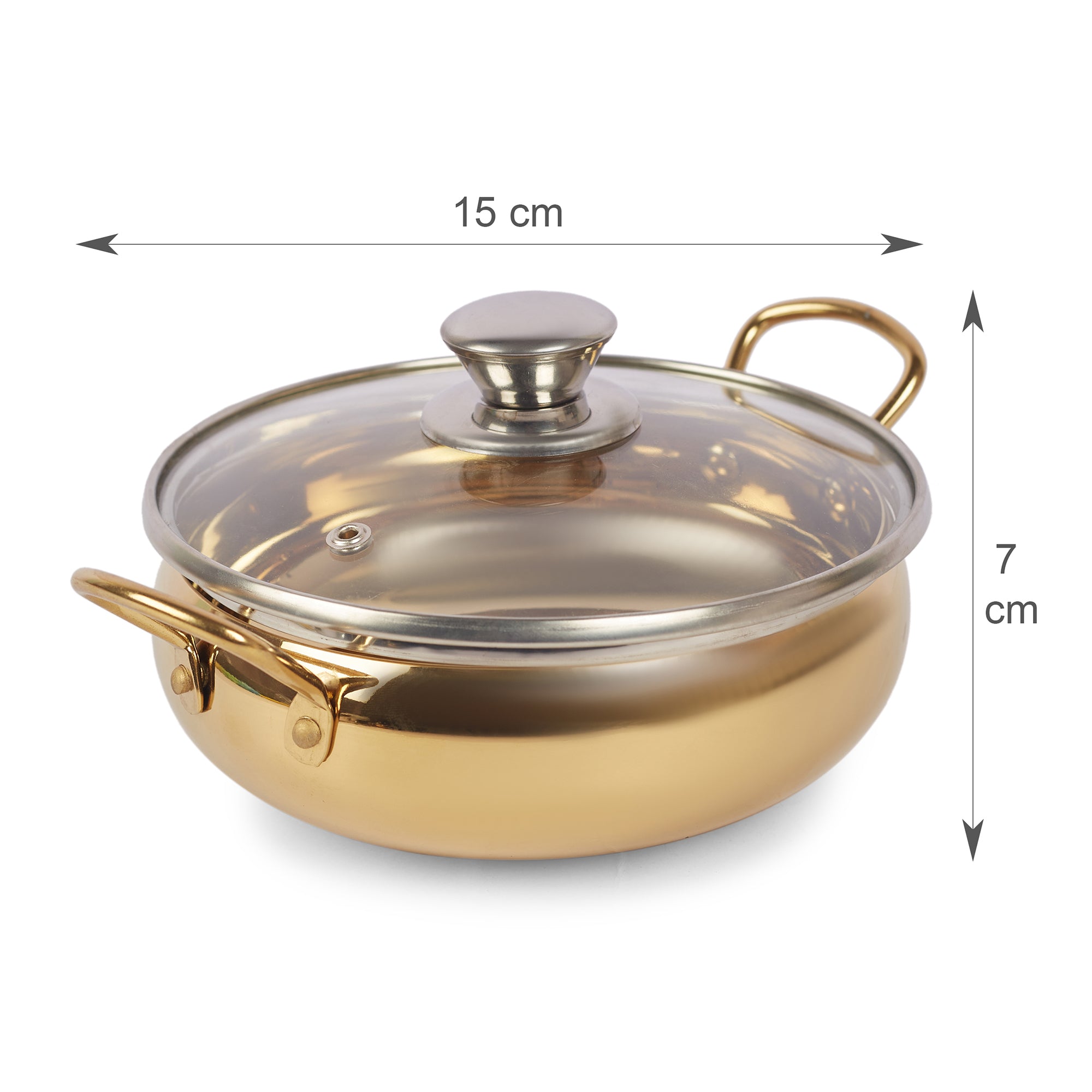 Sapphire Stainless Steel Serving Handi Set of 2 in Gold & Silver Colour by Living Essence