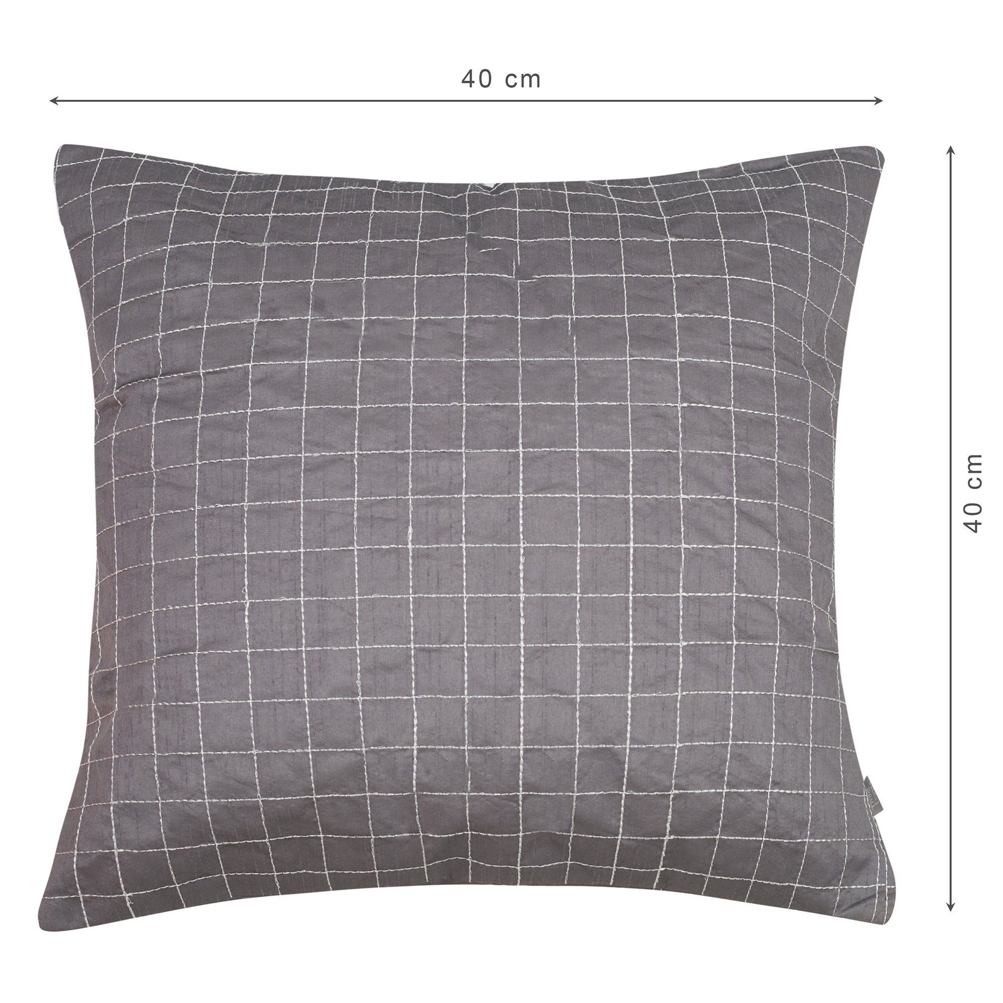 Modern Pleated Set Of 2 Cushion Cover 40x40 Cm in Charcoal Colour