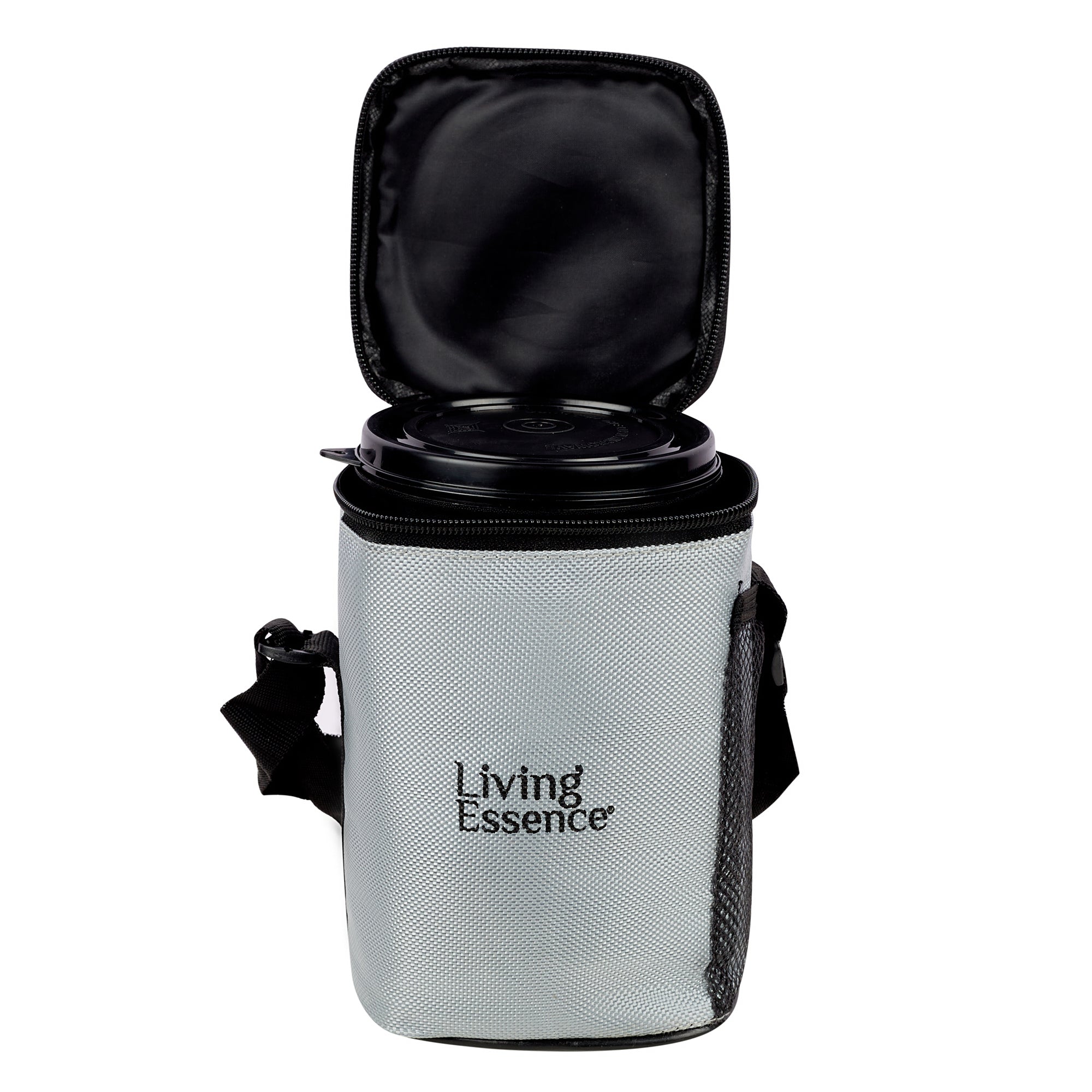 Microsafe 100% BPA Free Plastic & Stainless Steel Terra Lunch Box 400ml Set of 3 + Spoon + Carry Bag in Grey Colour