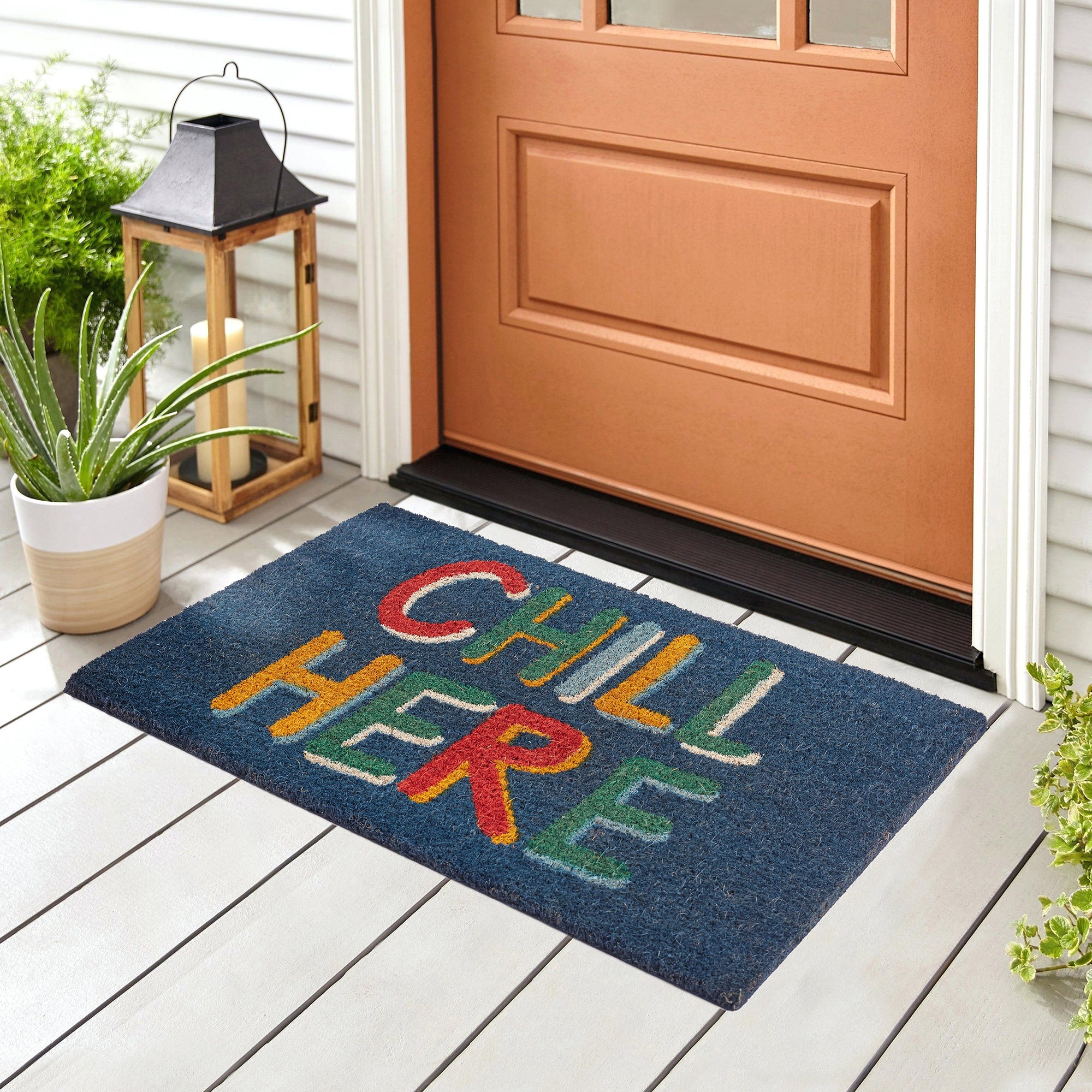 Natura  Chill Here Printed Coir Doormat 40x60 CM in Blue Colour