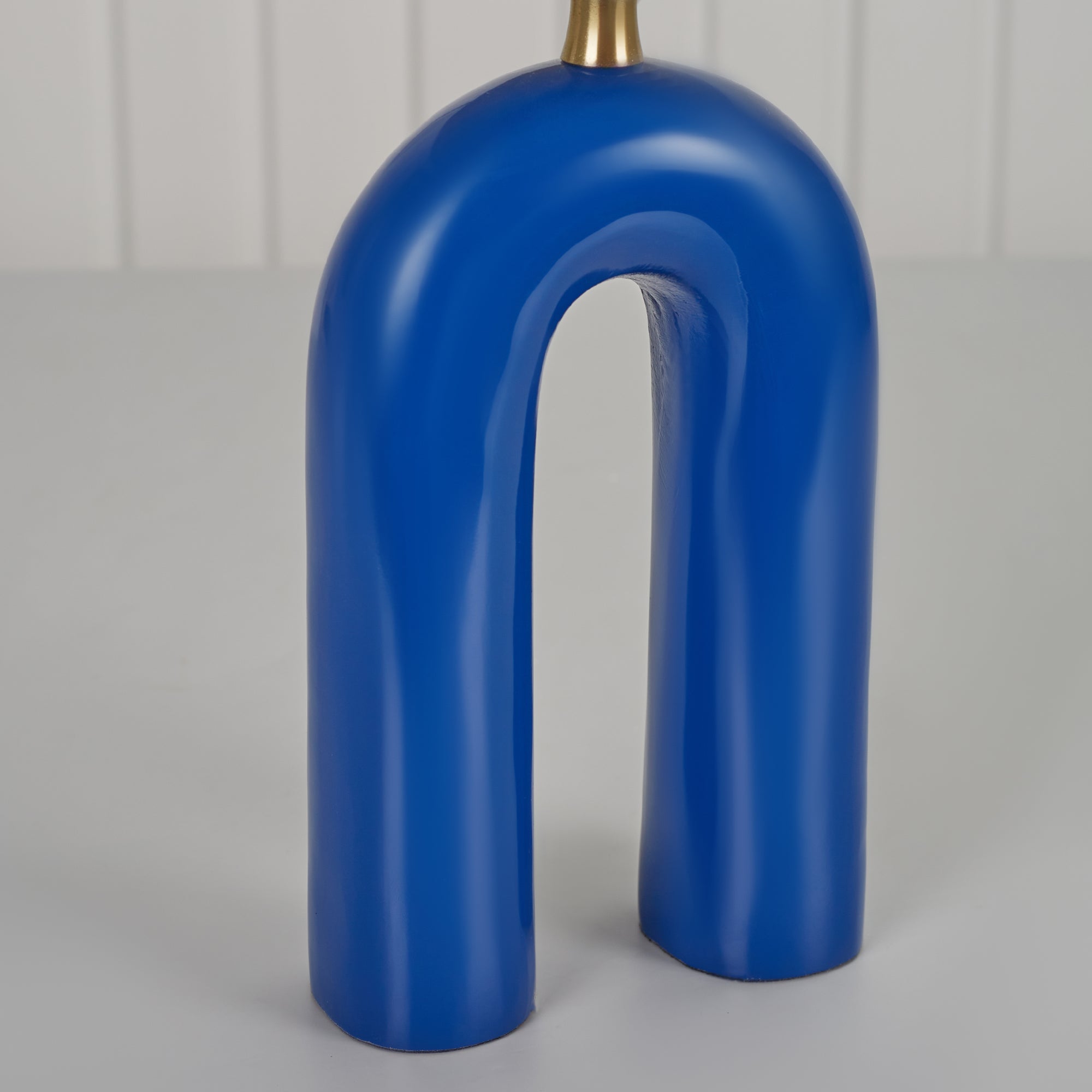 Athena Aluminium and Glass Rainbow Candle Holder 15x41 Cm in Navy Blue Colour