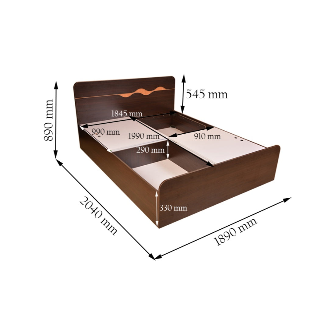 Swirl King Bed With Box Storage