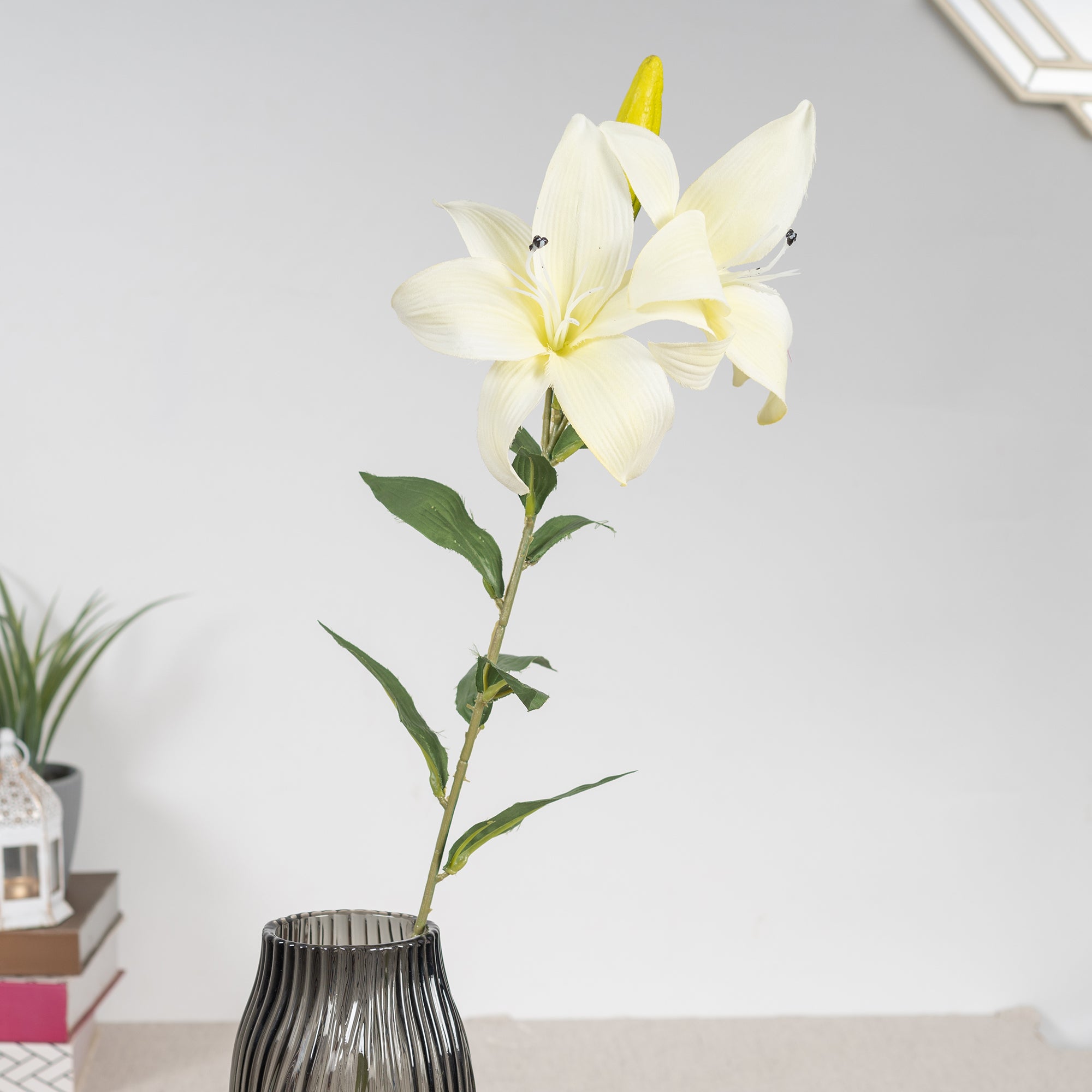 Elora  White Lily Faux Flower 73 Cm in White Colour