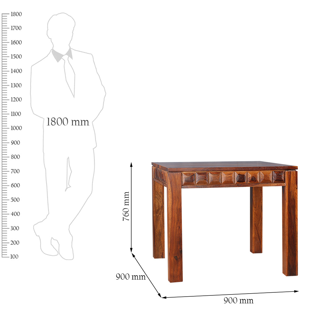 Woodrow Sheesham Wood(Rosewood) 4 Seater Dining Table in Honey Colour