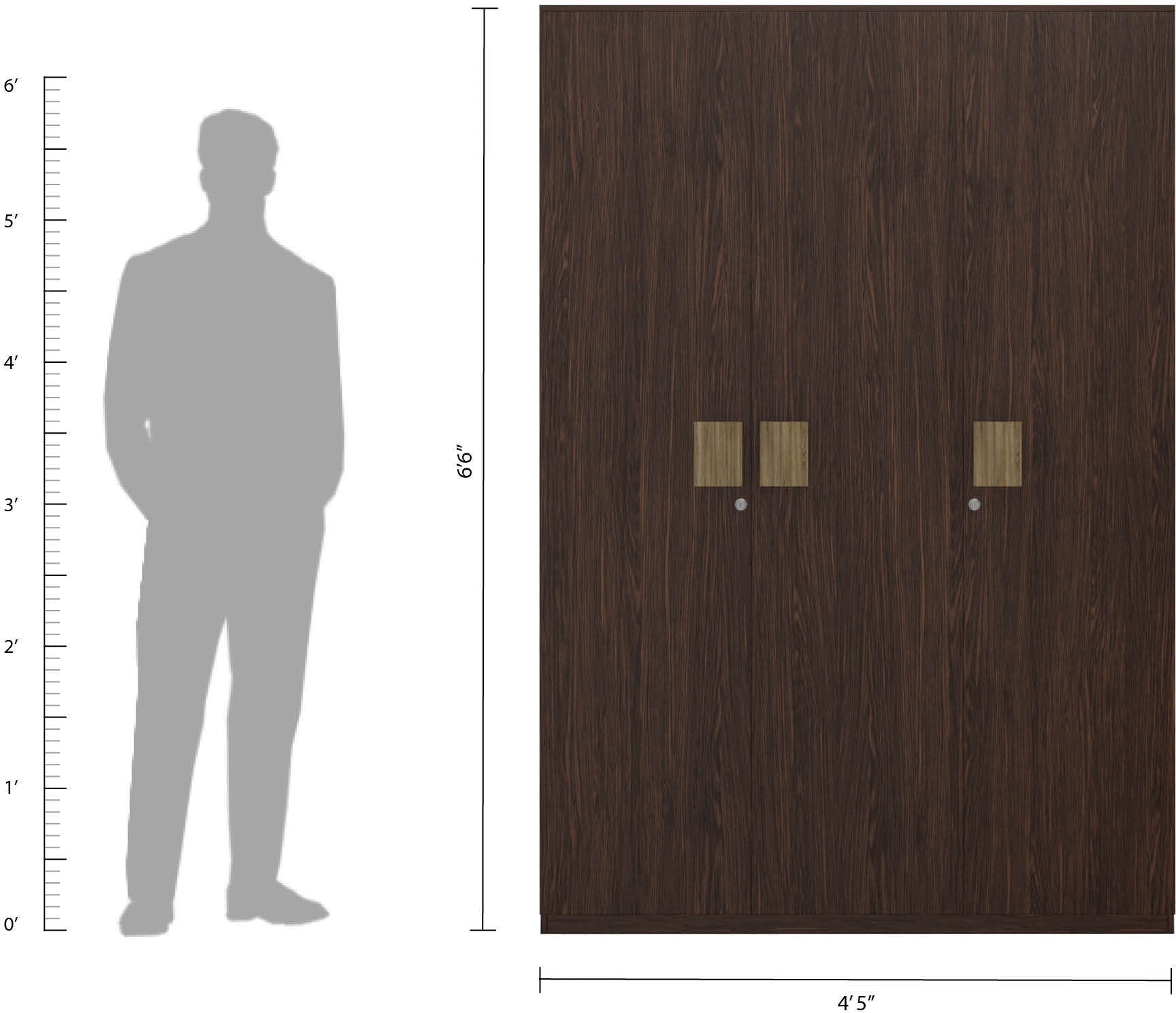 Tiago Engineered Wood Three Door Wardrobe in Wenge Colour