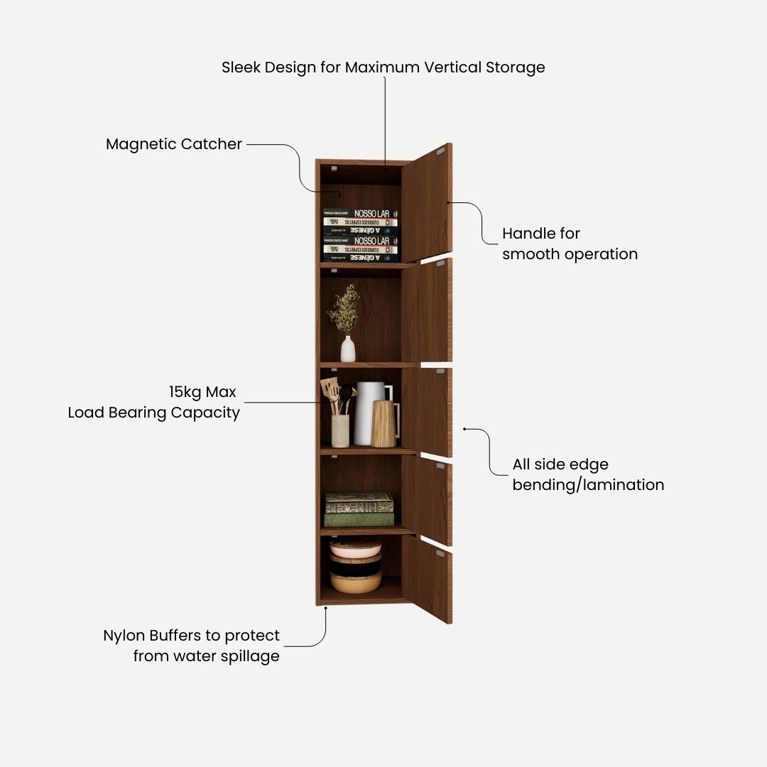 Albert Engineered Wood 5 Tier Cabinet in Oak Colour