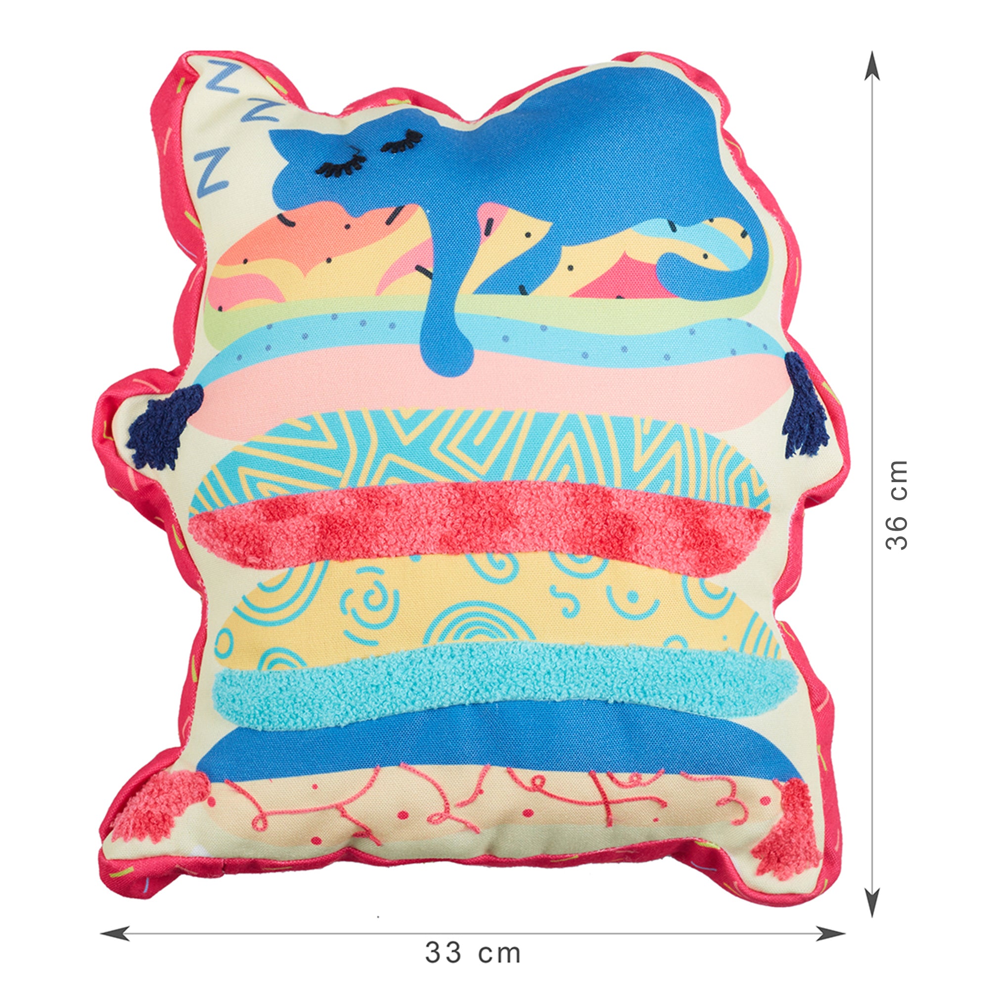 Good Life  Reversible Lazy Lamhe Digital Printed Shaped Cushion 33x36 Cm in Aqua Colour