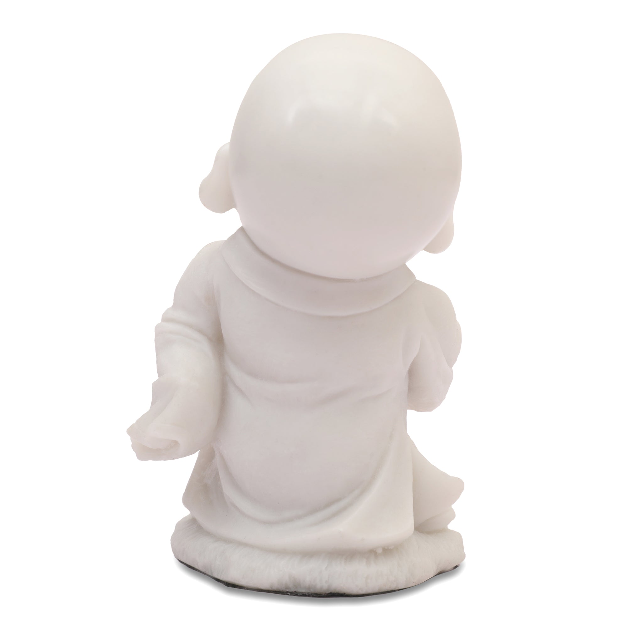 NAQSH MONK WITH MALA IN RIGHT HAND, POLYRESIN HAND FINISHED FIGURINE WHITE BY LIVNG ESSENCE