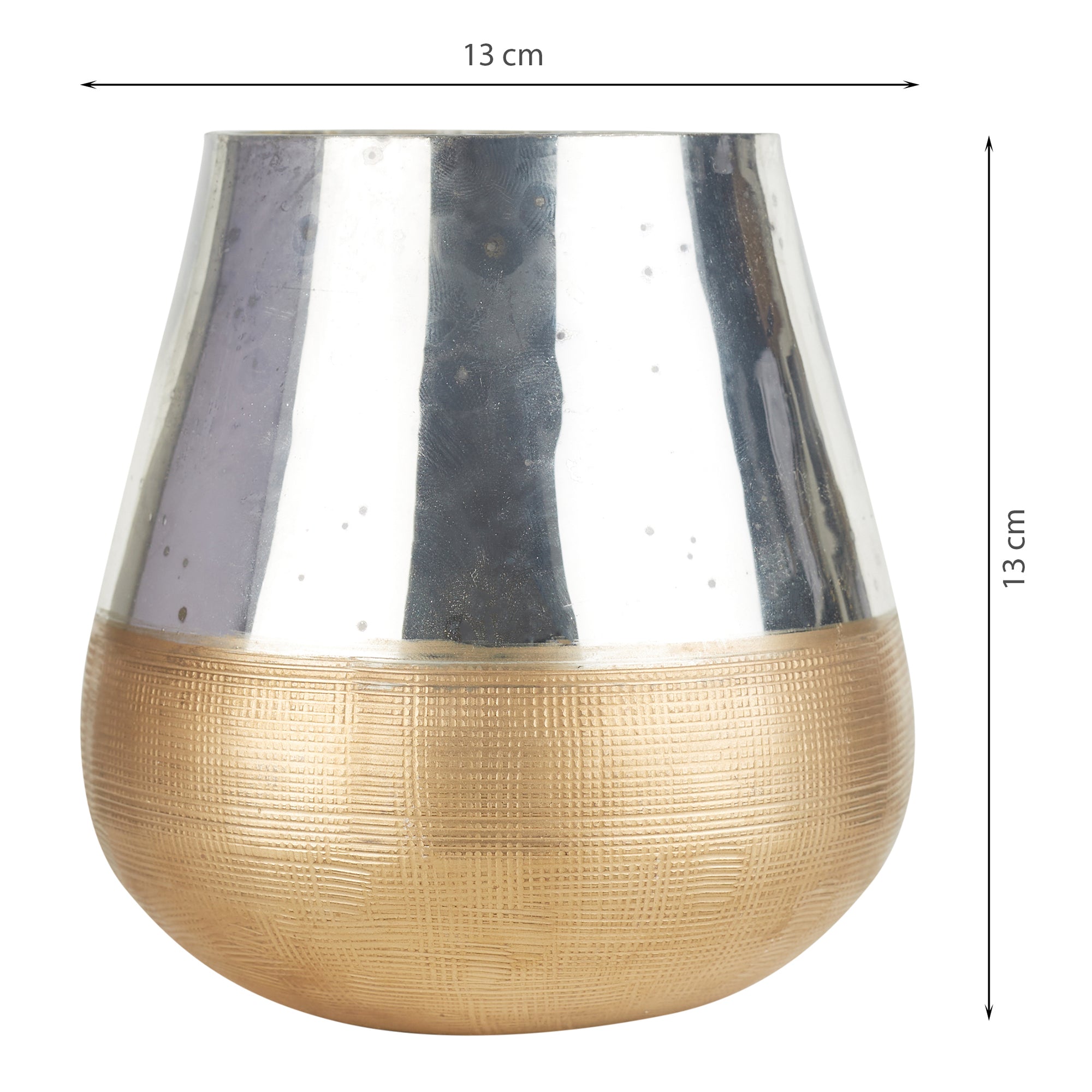 Phiona Glass Textured Handcrafted Mercury Vase 10 Cm in Gold Colour