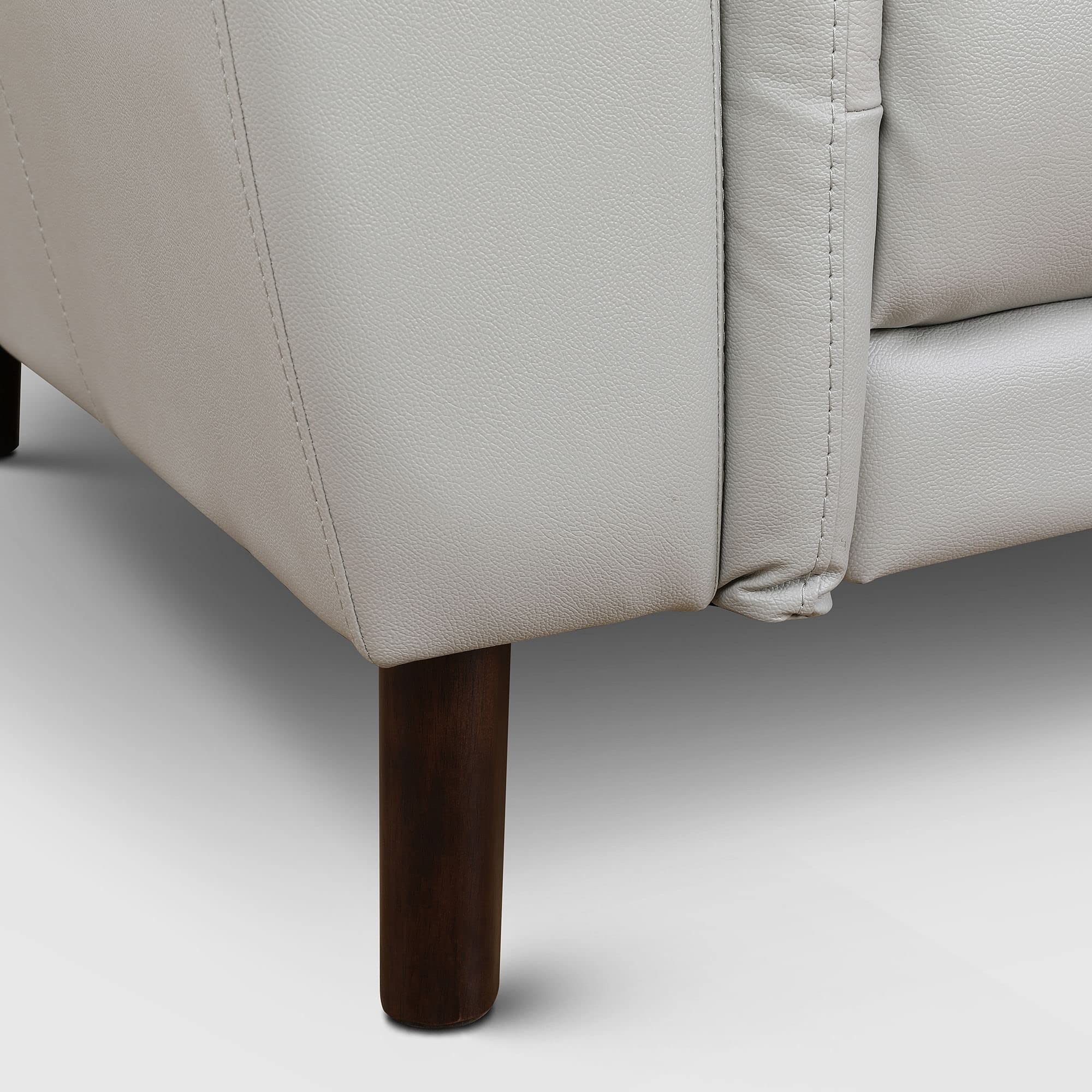 Alexa Half Leather Single Seater Sofa in Light Grey Colour