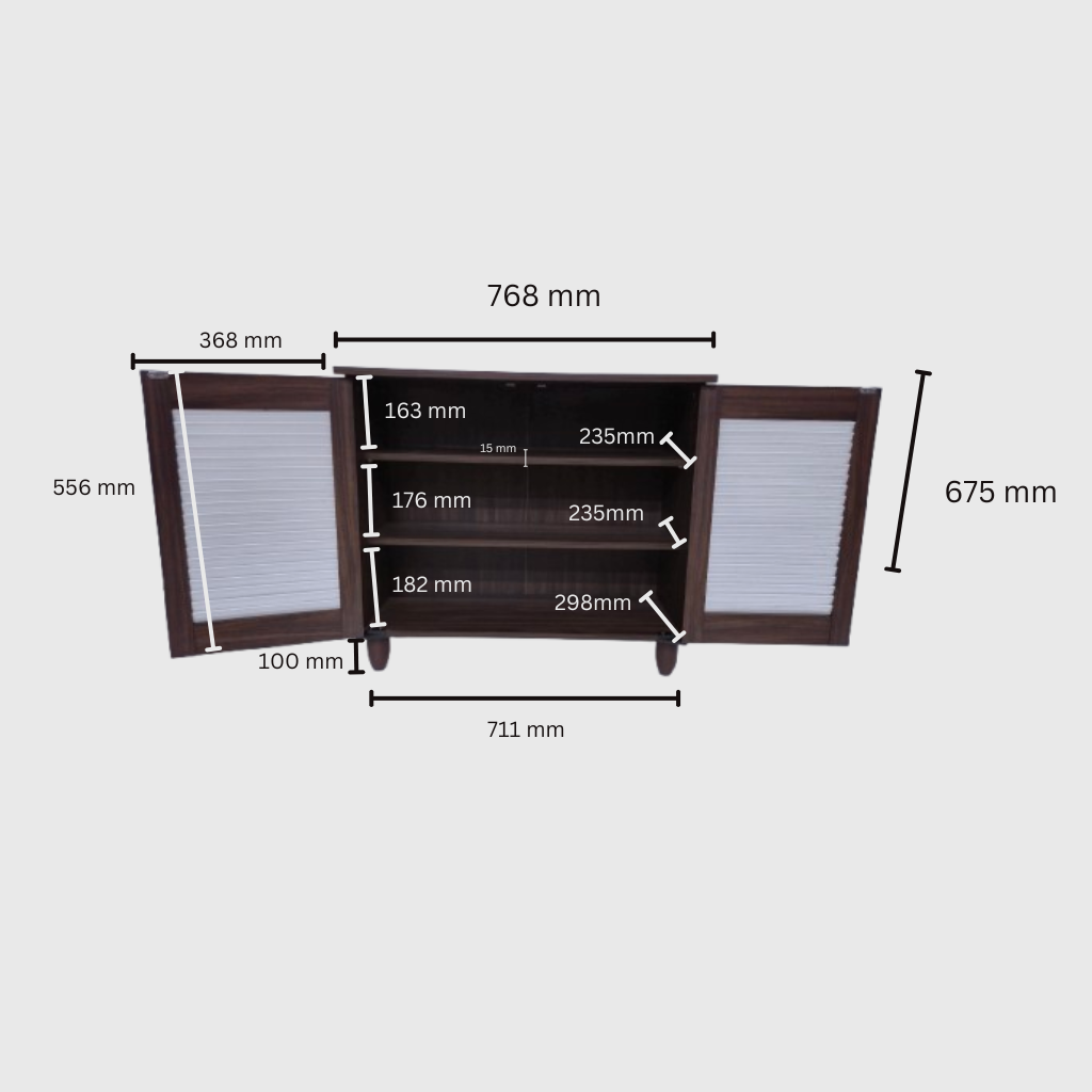 Kaira 2 Door Shoe Rack in Walnut & White Colour