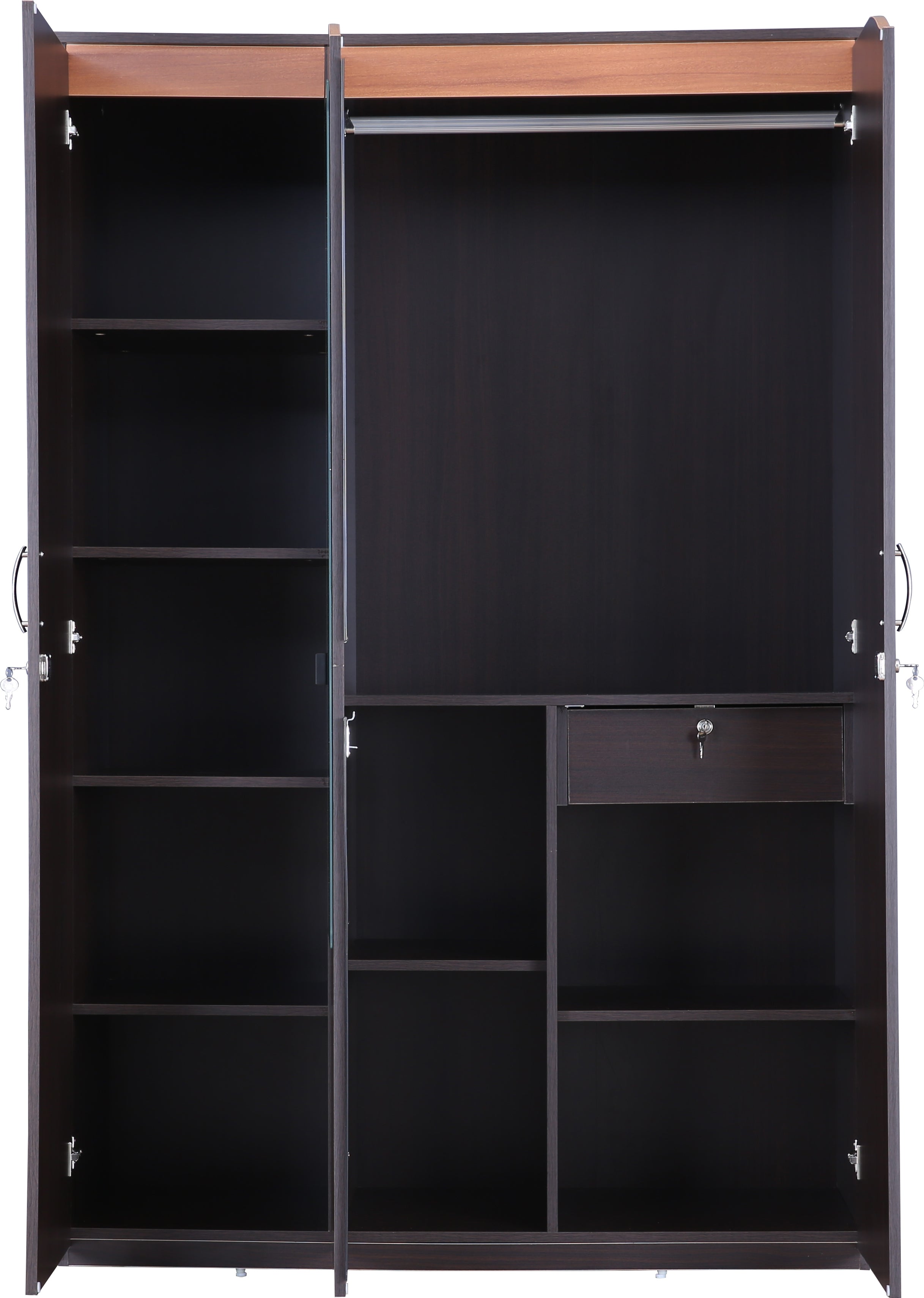 Swirl Three door Wardrobe in Dark Oak Colour