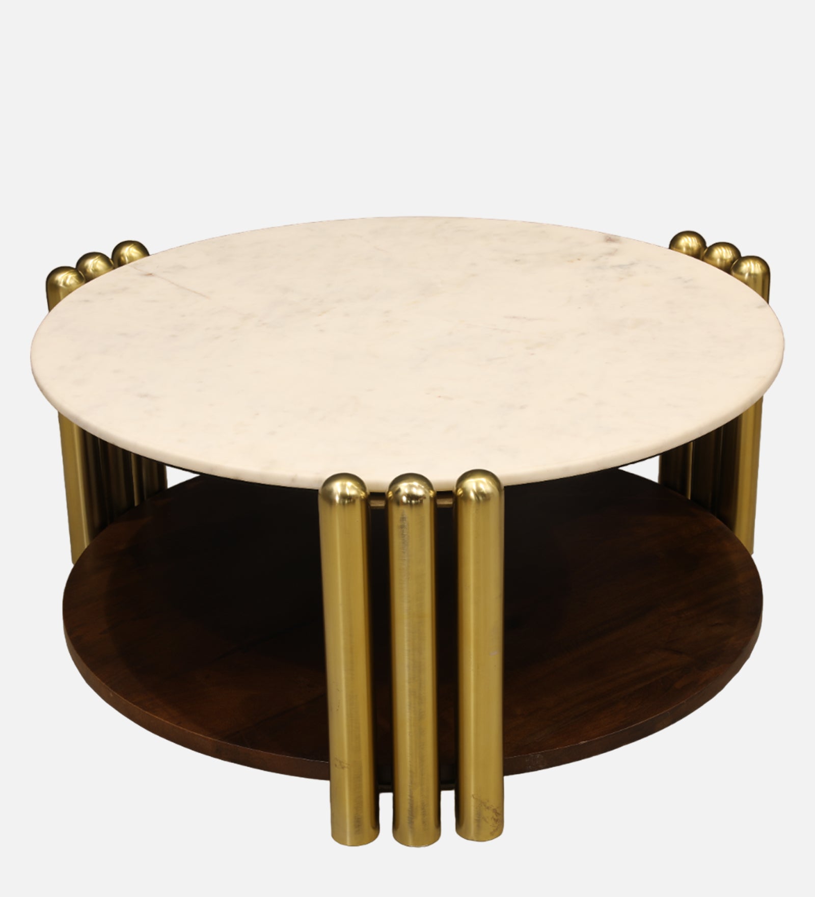 Regalia Marble Top Center Table in White & Gold Colour