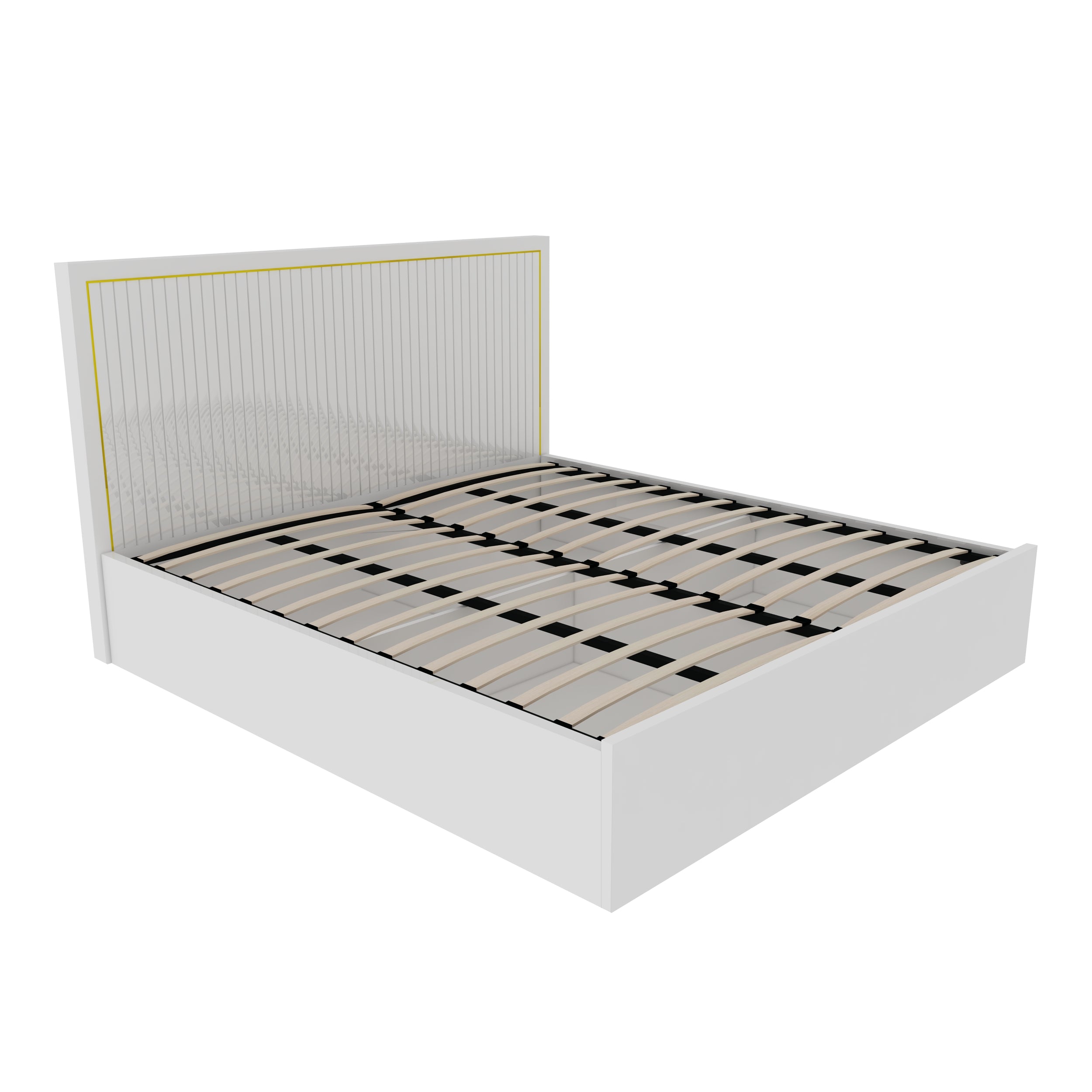 Minerva  New Queen Bed With Hydraulic Storage in White Colour