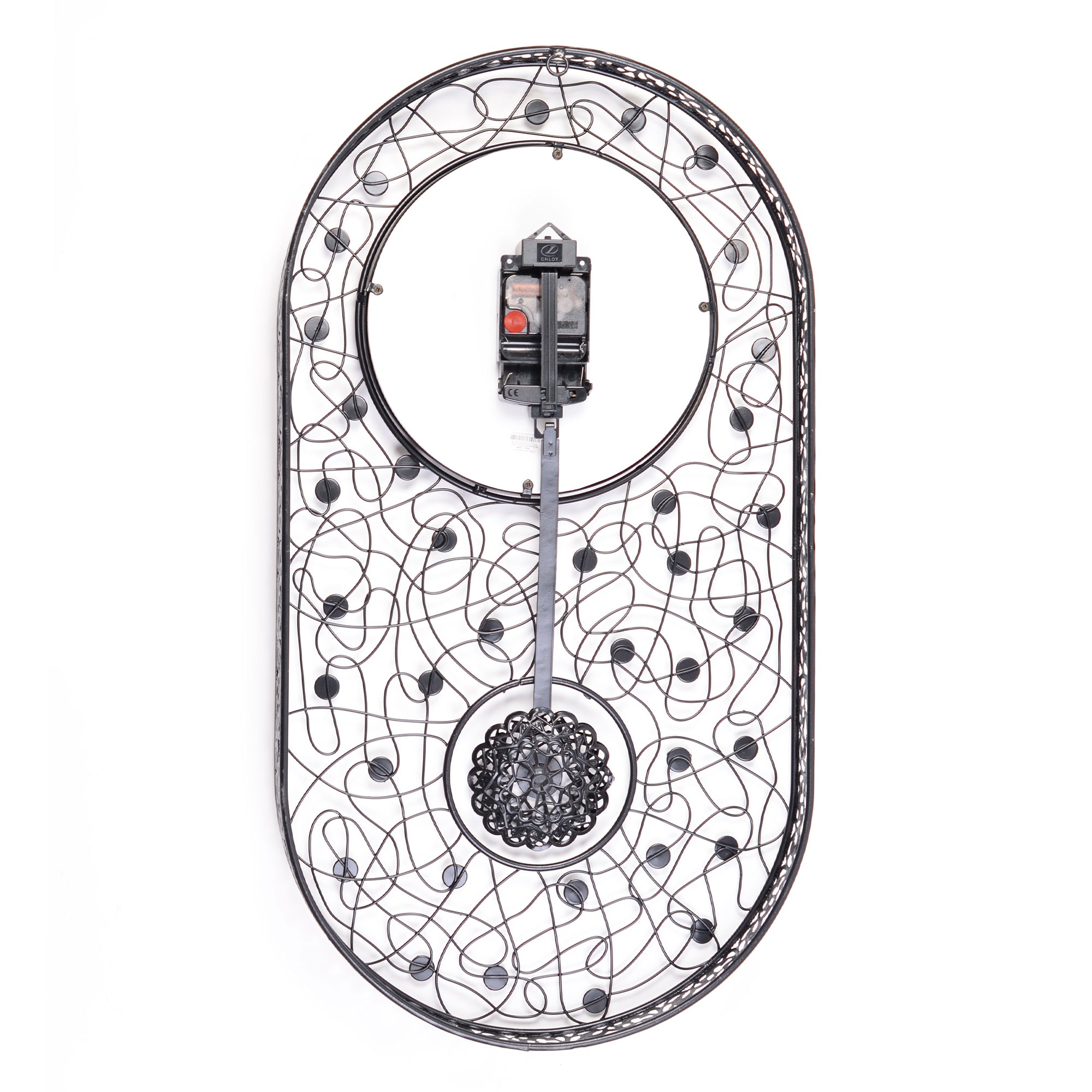 Rhythm Metal And Glass Oval Pendulum Wall Clock in Black Colour