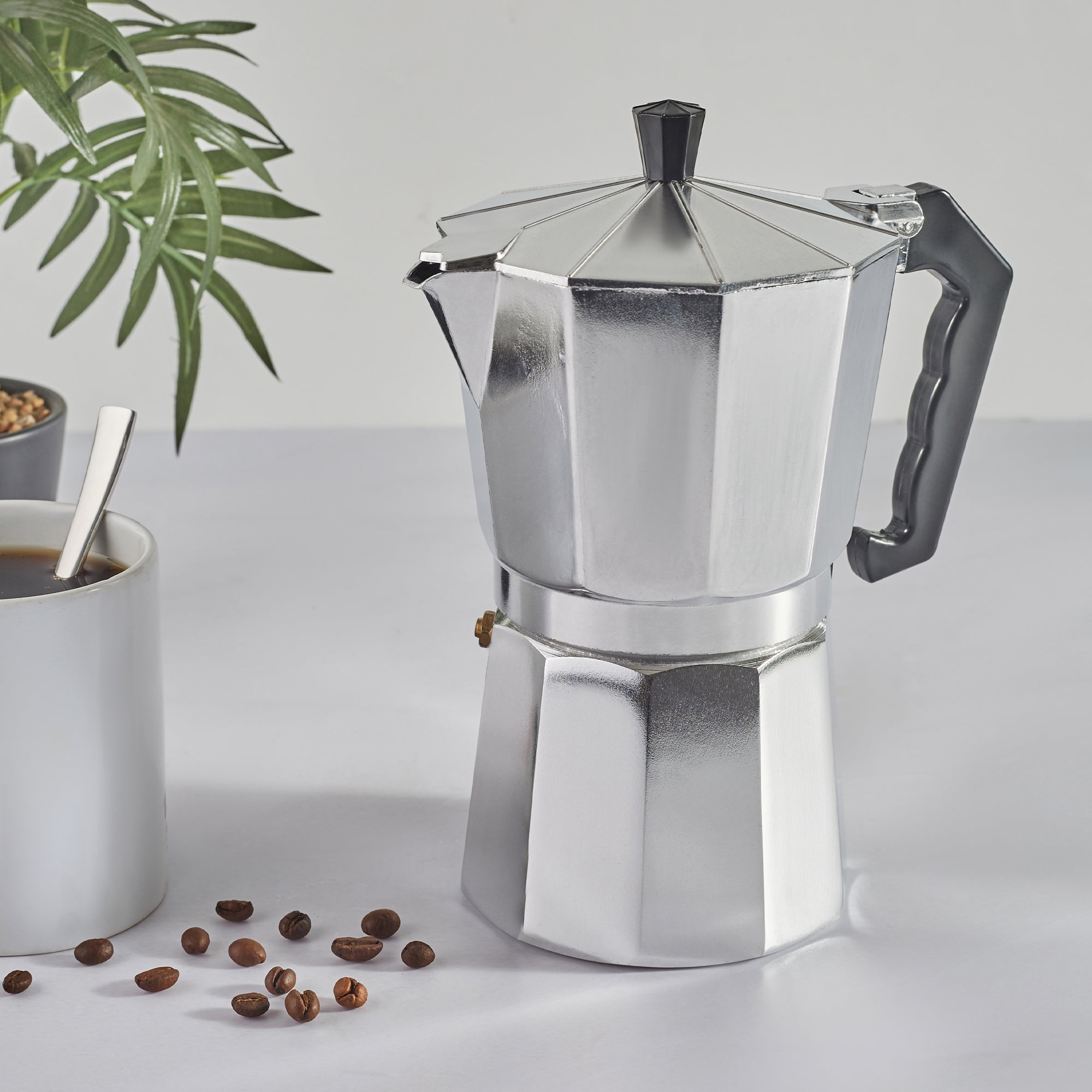 Brew Aluminium Moka Pot Coffee Maker 450 ml in Silver Colour