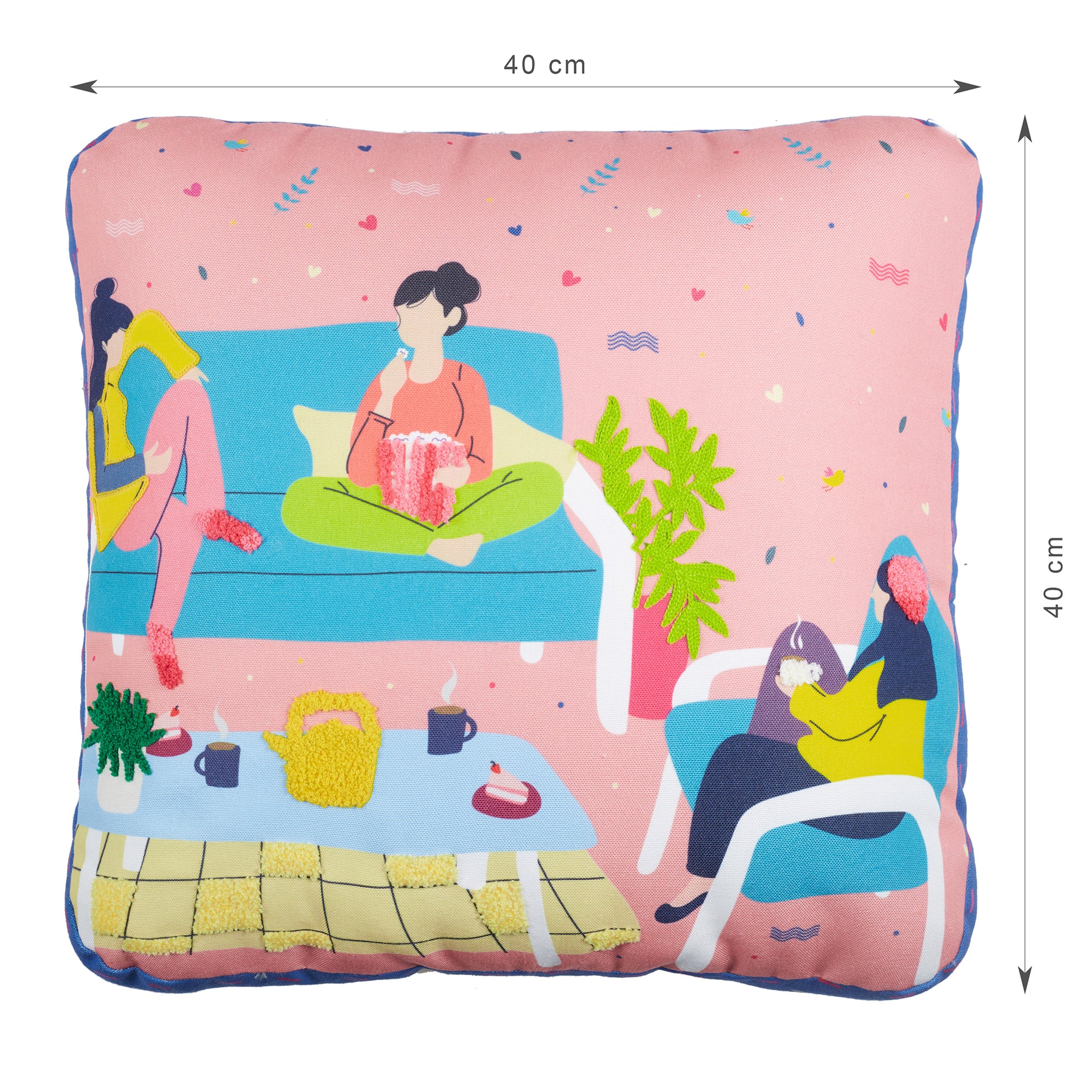 Good Life  Reversible GupShup Digital Printed Shaped Cushion 40x40 Cm in Yellow Colour