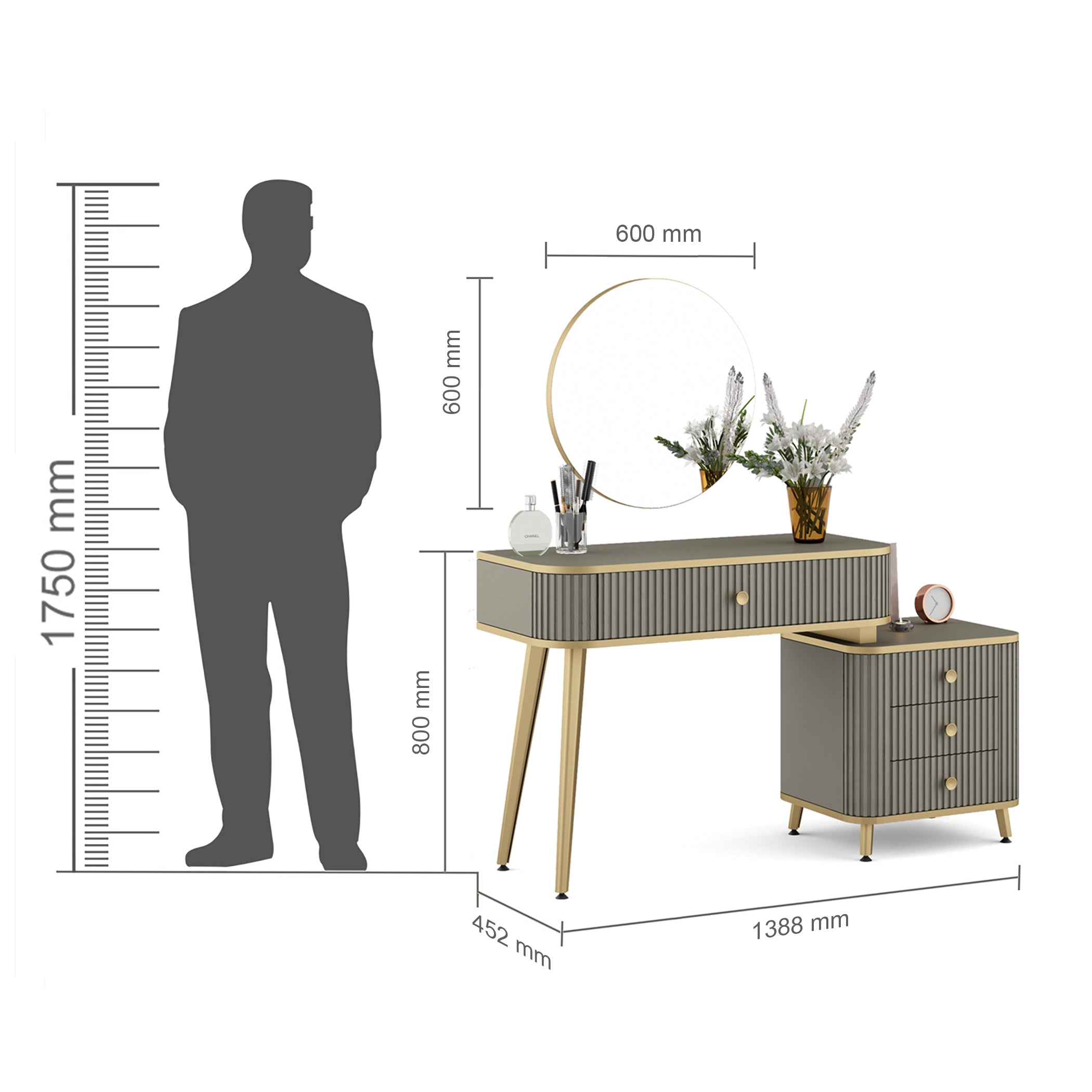 Asa Engineered Wood Dressing Table in Santana Oak Colour