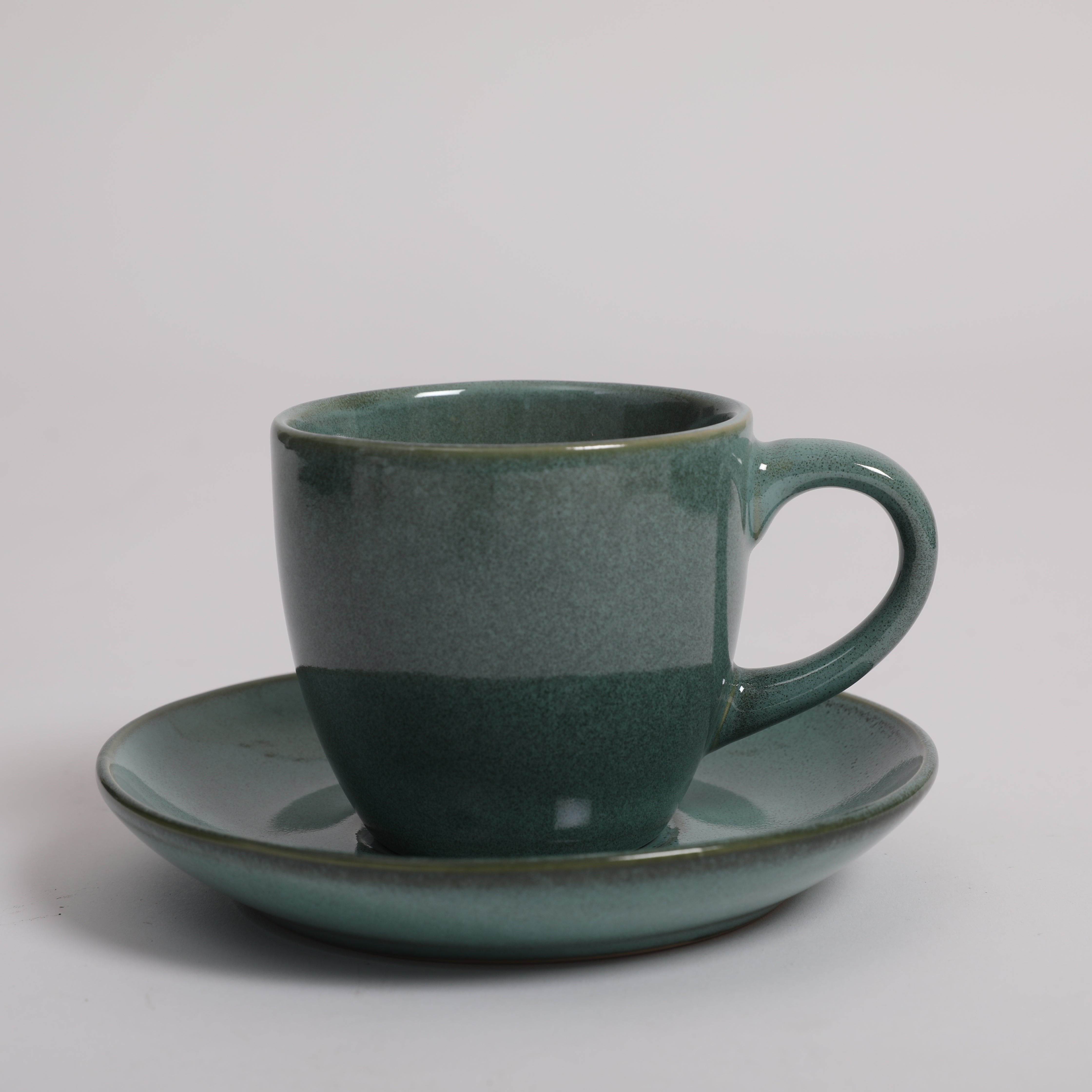 Living Essence Earl Cup & Saucer Set of 4 Pcs in Sea Green Colour