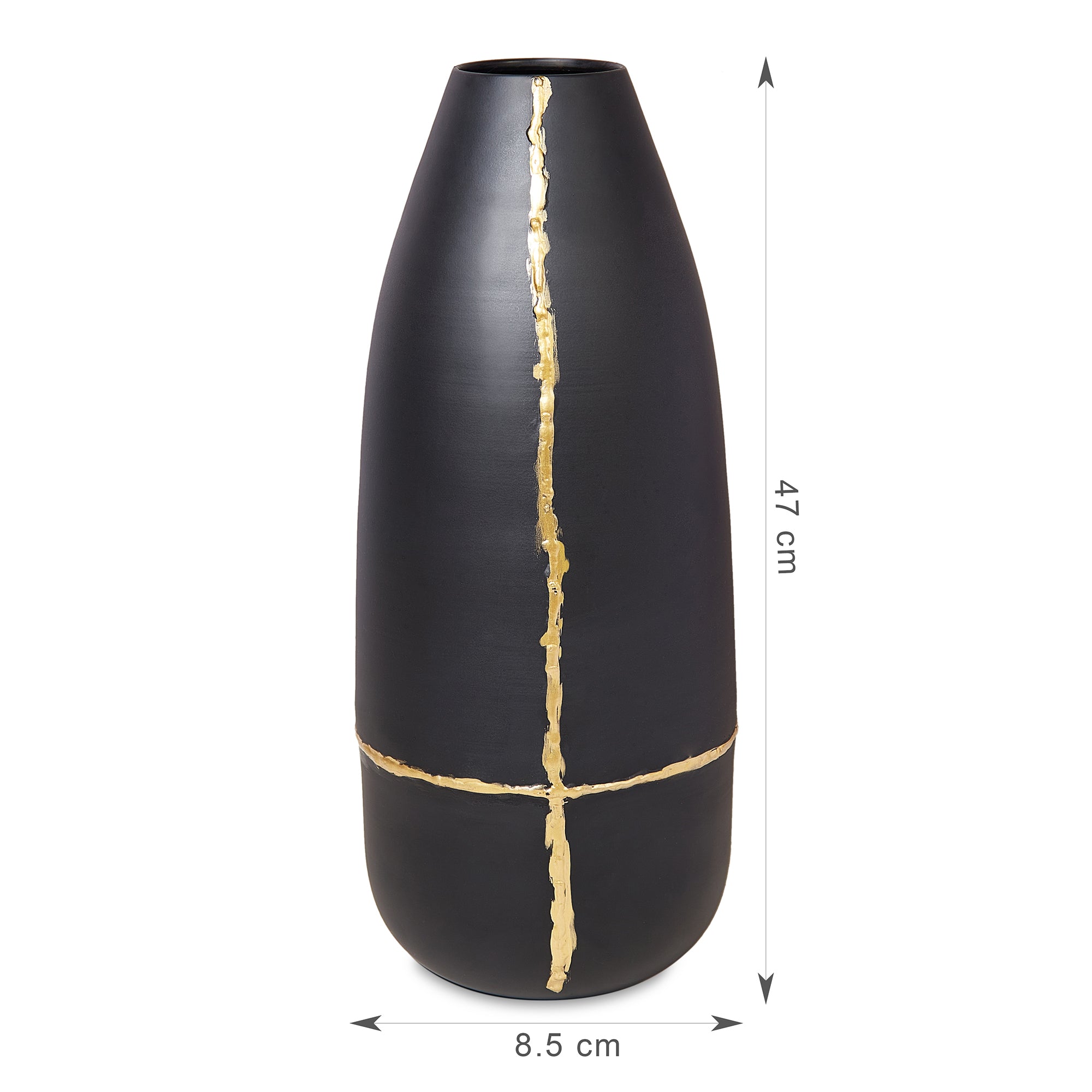 Mezzo Metal Vases 46 cm in Black Colour