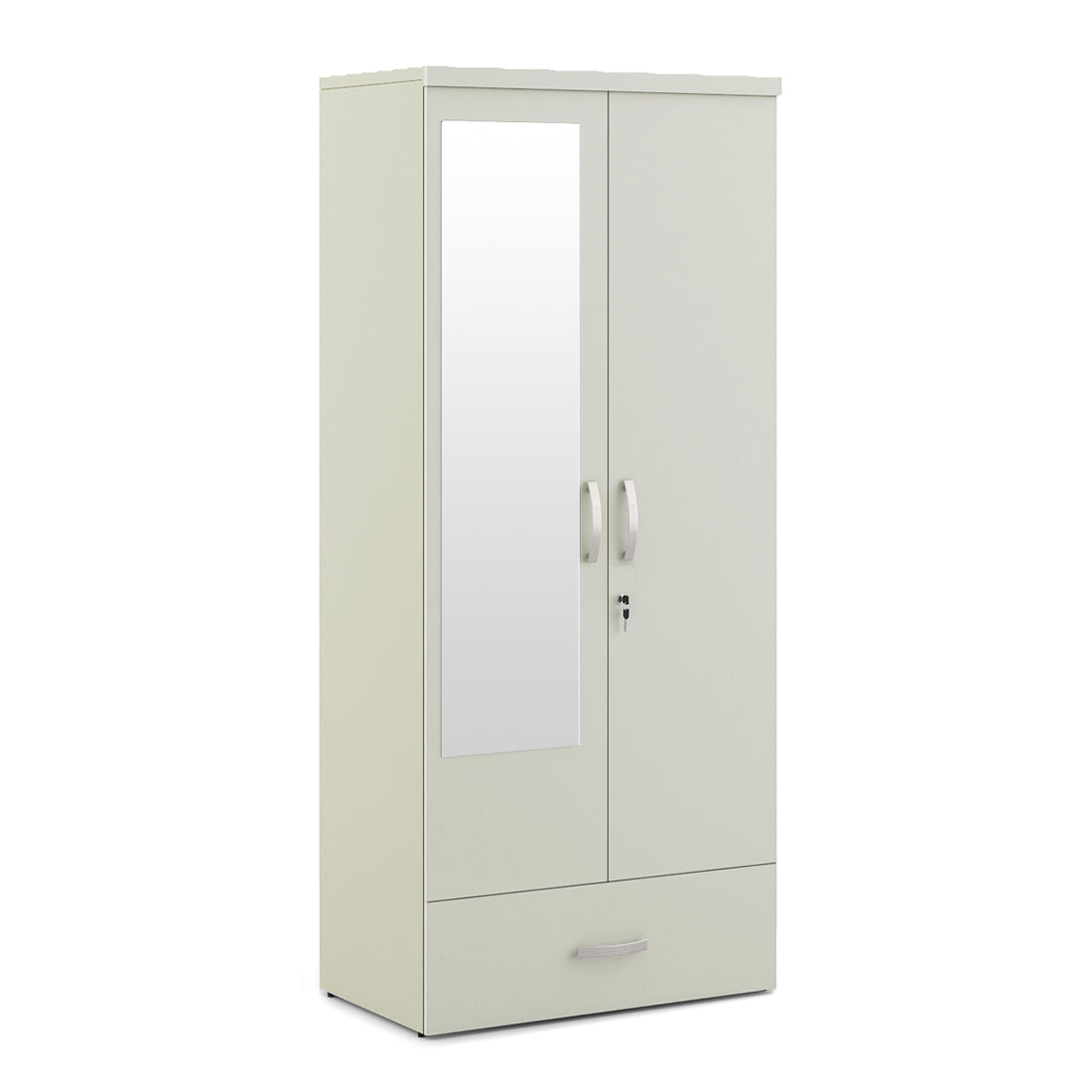 Utsav Two Door Wardrobe with Mirror in White Colour
