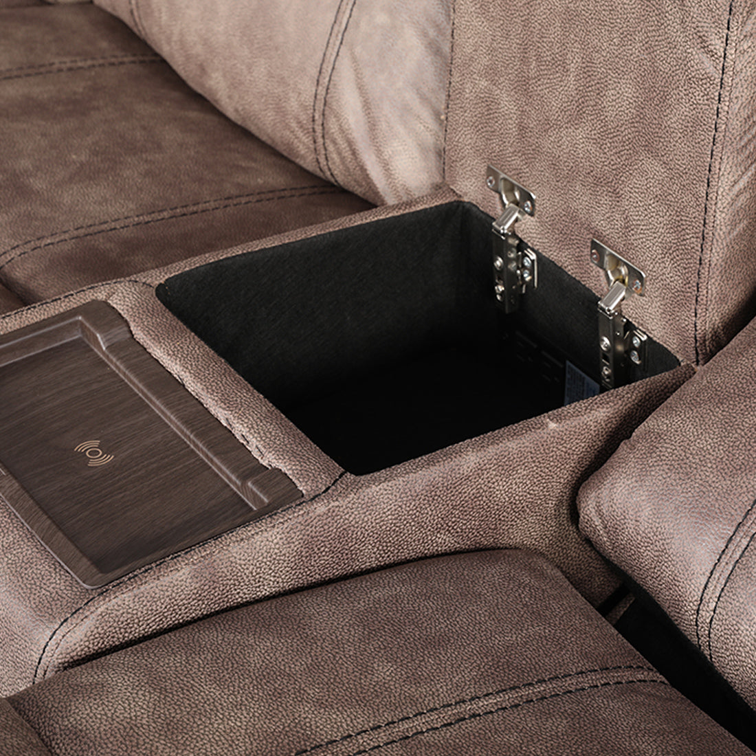 Enfield Fabric Lounger With Recliner in Brown Colour