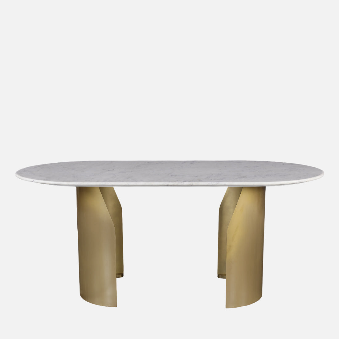 Palatine Marble Top Six Seater Dining Table in White & Gold Colour