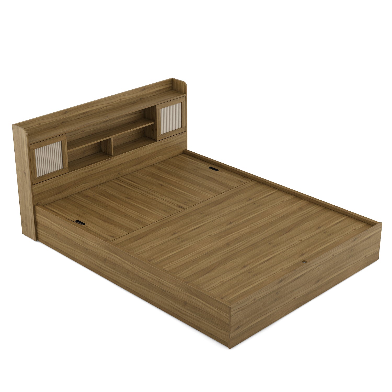 Diago King Bed With Hydraulic Storage In Natural Teak Color
