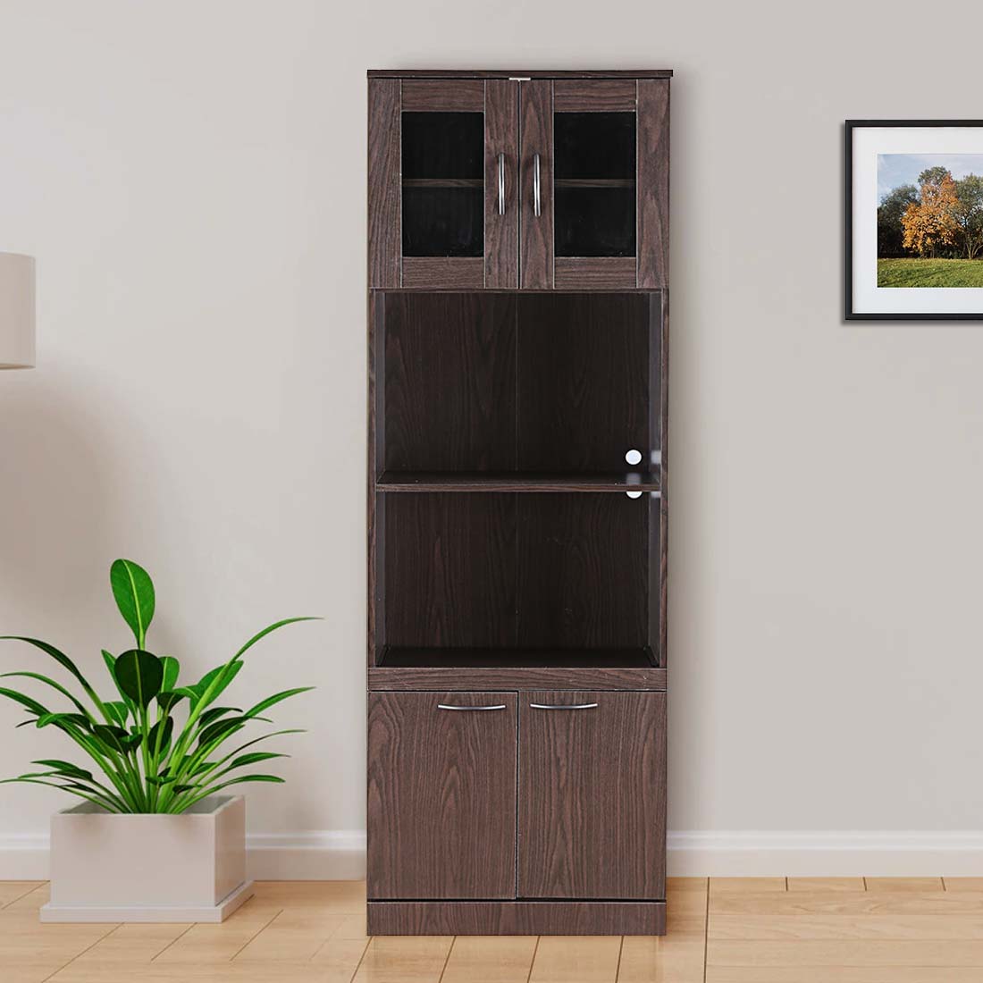 Penelope Engineered Wood Multipurpose Cabinet in Walnut Colour