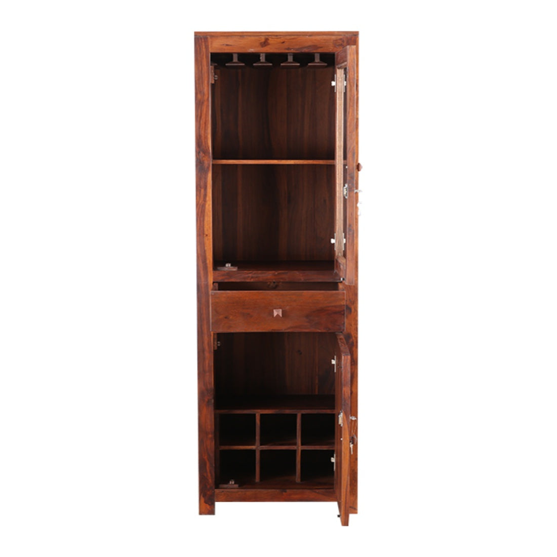Woodrow Sheesham Wood(Rosewood) Tall Bar Cabinet in HONEY Colour