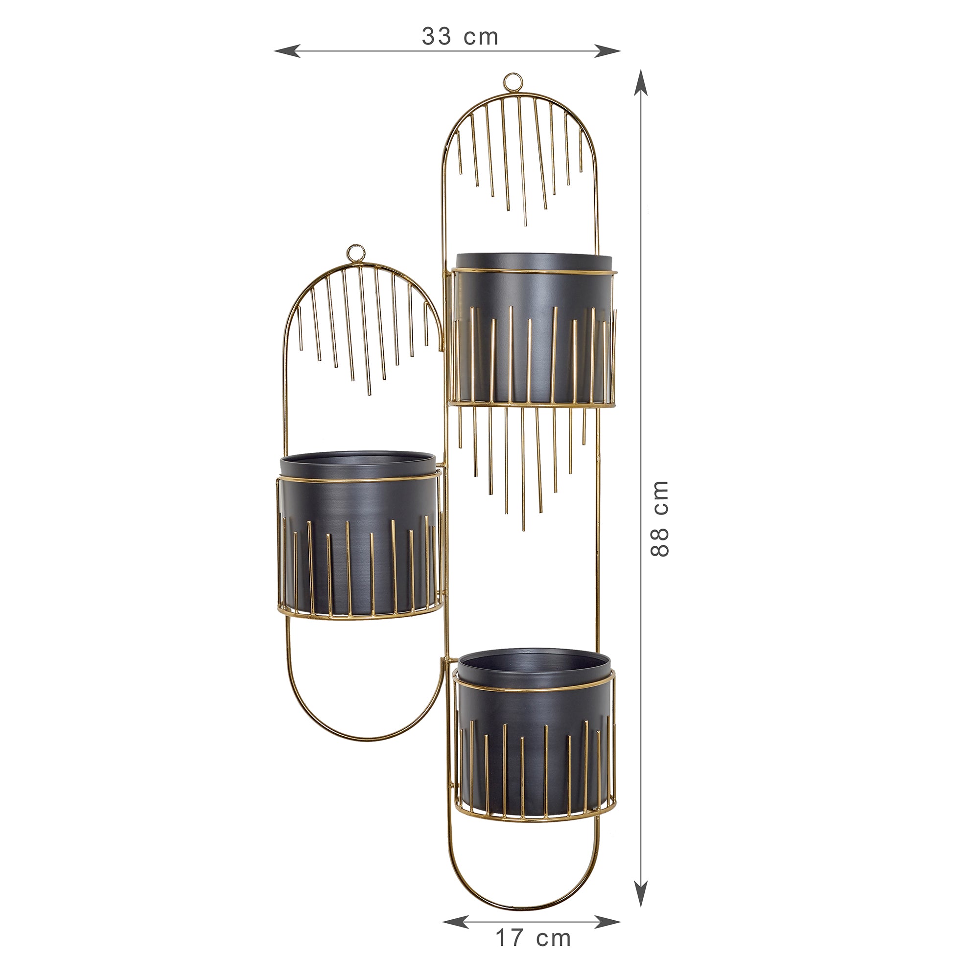 Artiskylar Metal Matt Finish Wall Planter 88 Cm in Black and Gold Colour