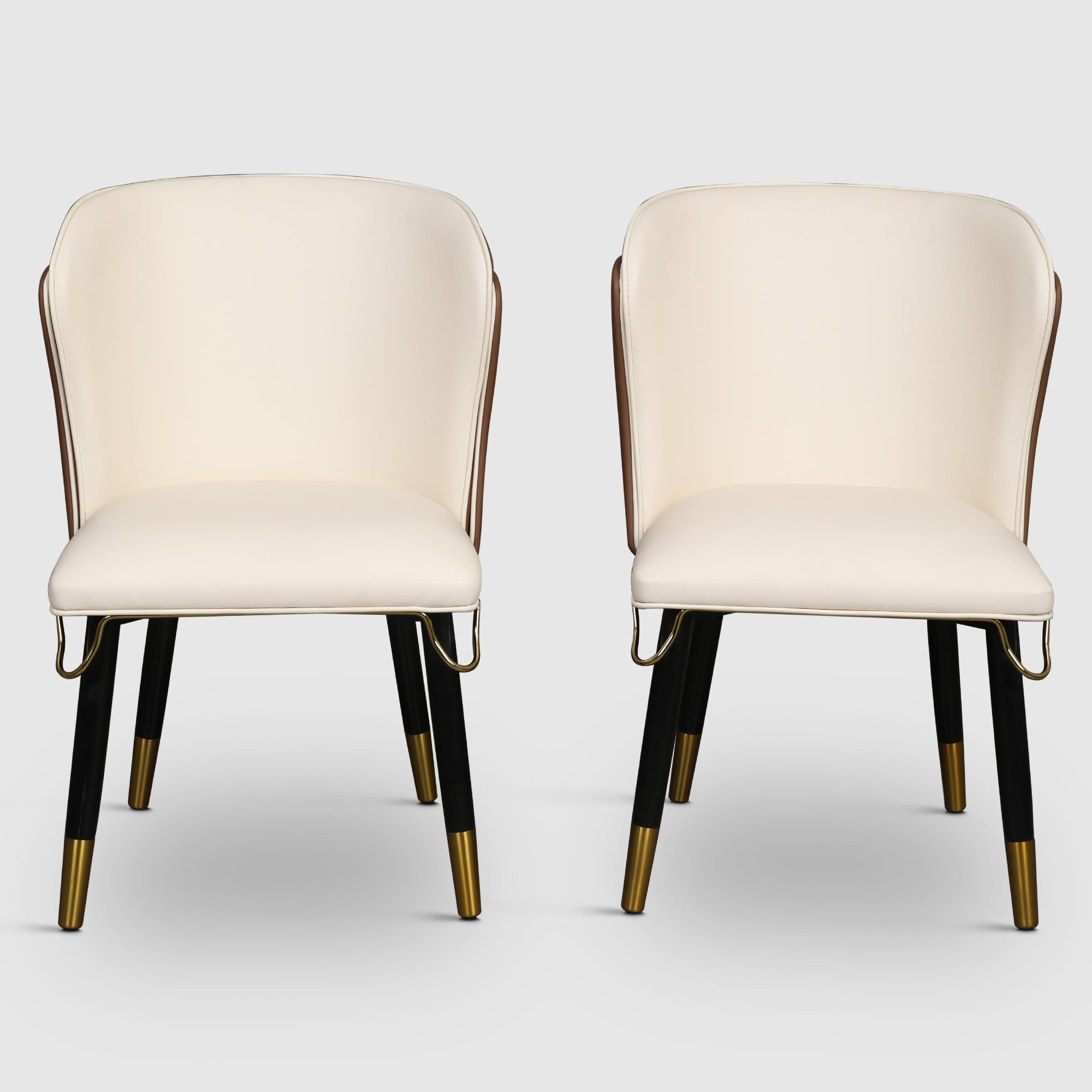 Henry Solidwood Dining Chair (Set of 2) in Beige & Gold Colour