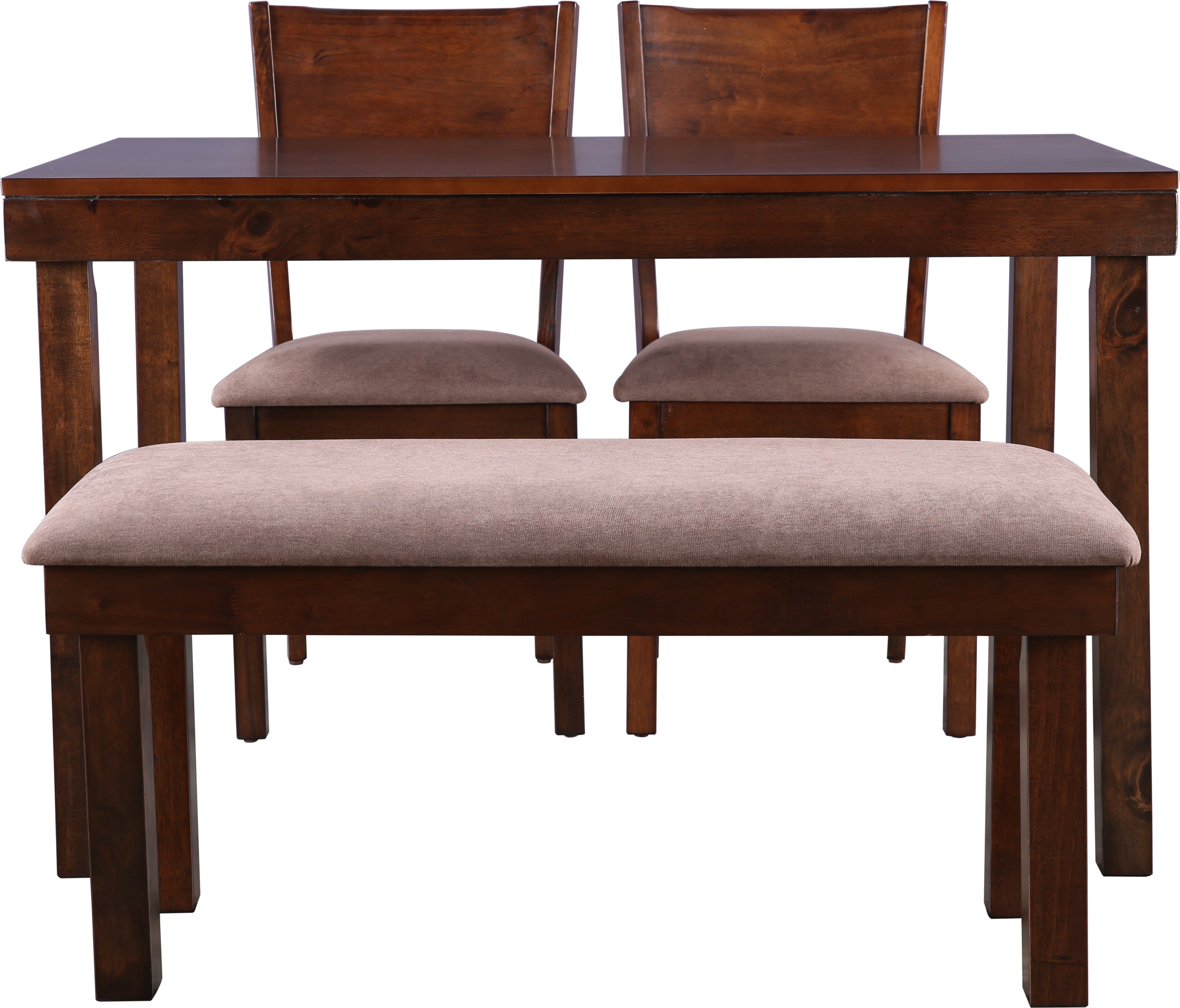 Hopton Solidwood Four Seater Dining Set With Bench in Walnut Colour