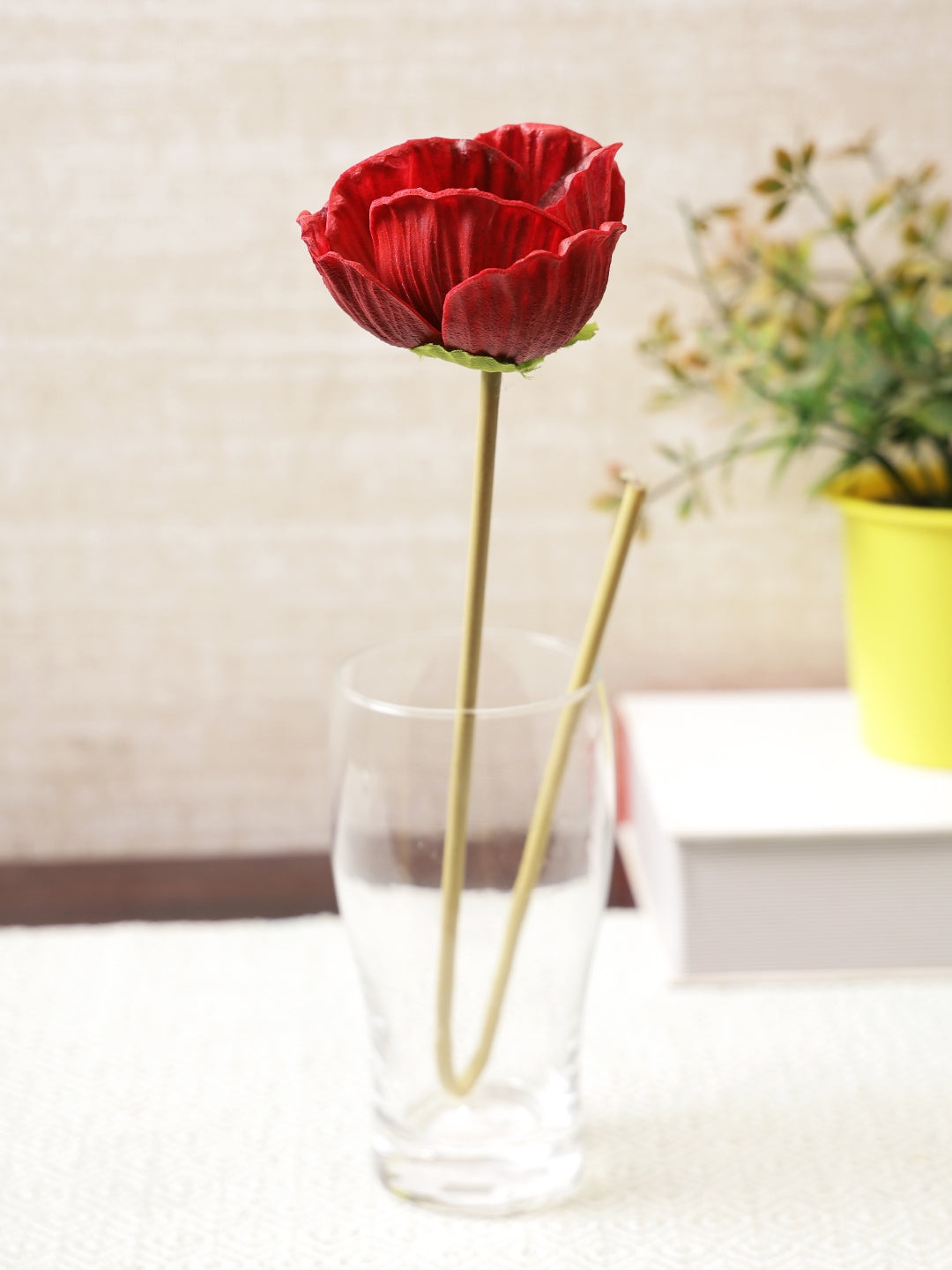 Elora Single Red Poppy Polyester Artificial Flower 48cm in Red Colour
