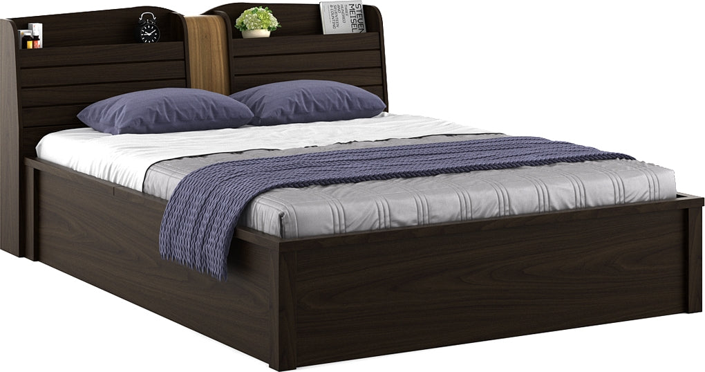 Magnum Engineered Wood Queen Bed with Hydraulic Storage in Urban Walnut Colour