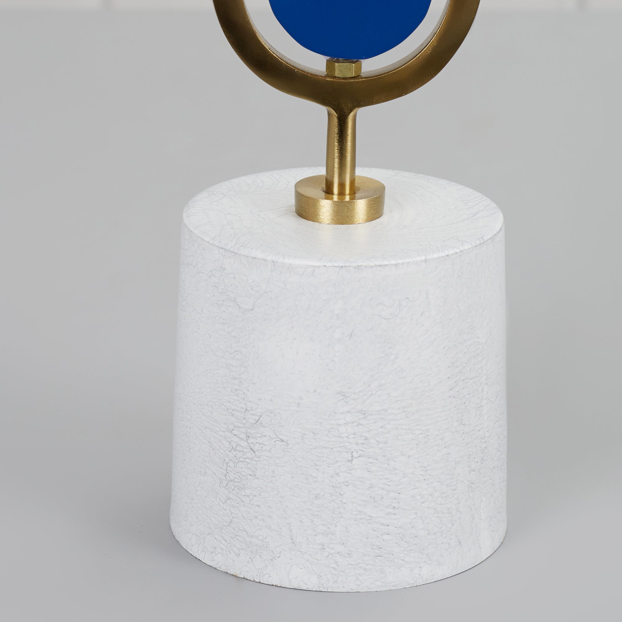 Athena Wood, Metal and Glass Oval Candle Holder 10x50 Cm in Navy Blue Colour