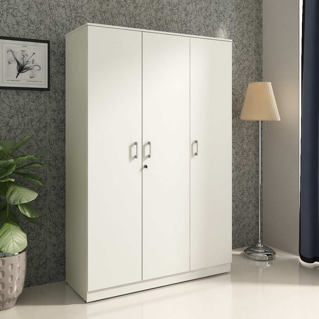 Prime Three Door Wardrobe in White Colour