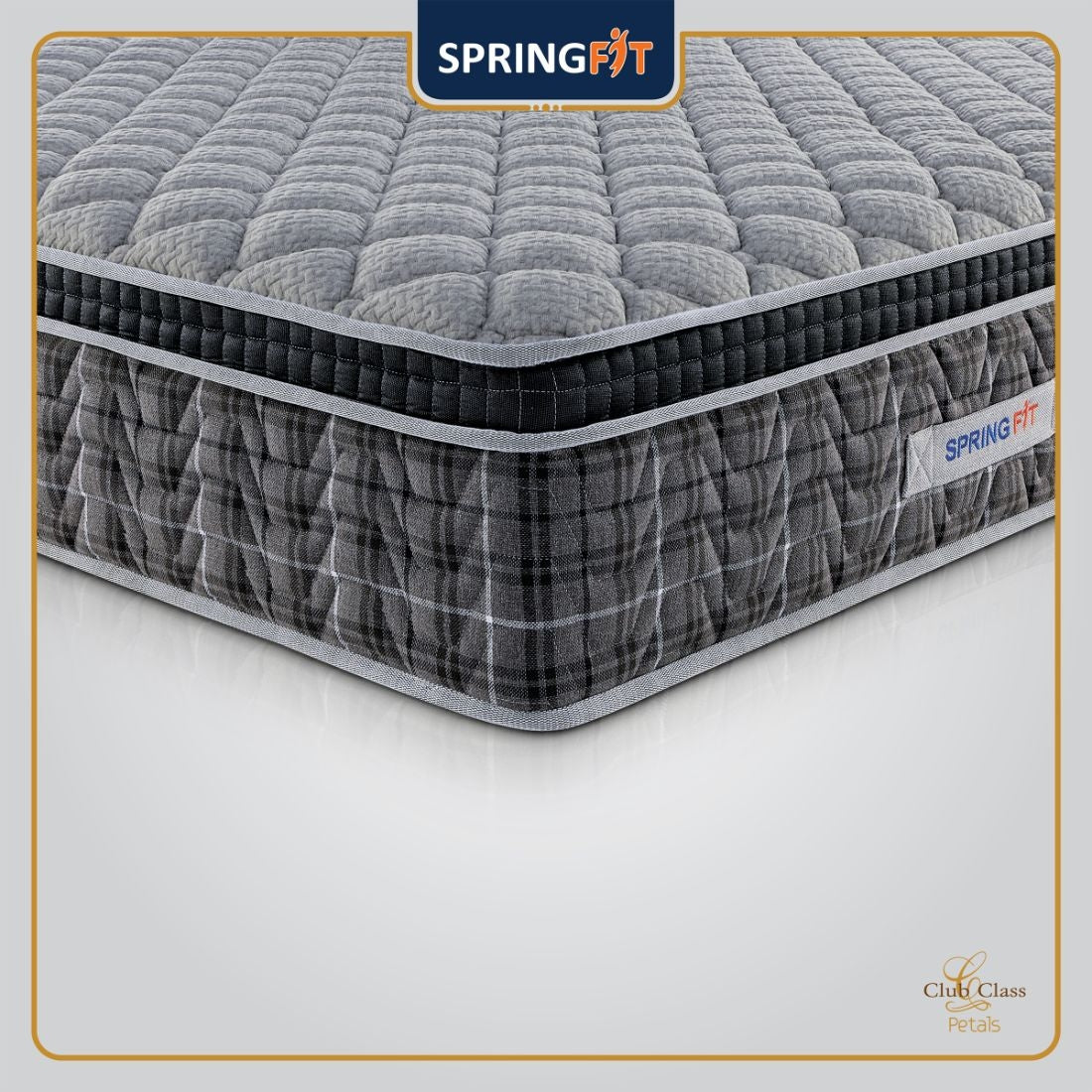 Club Class Petal Orthopedic Back Support Pocket Spring Single Mattress 72x36x6 Inch in Grey Colour
