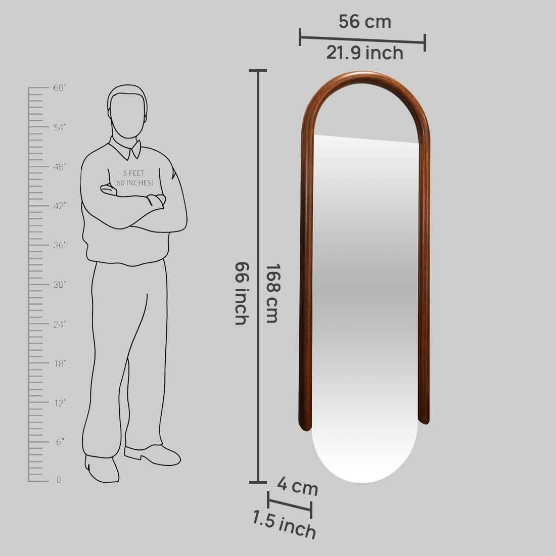 Serenity  Accent Mirror in Walnut Colour