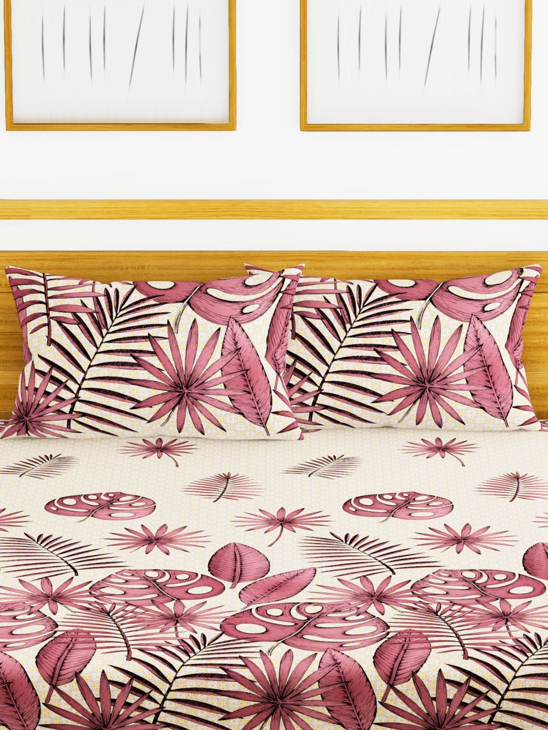 Callista Cotton King Bed Sheet 274X274 Cm in Maroon Colour