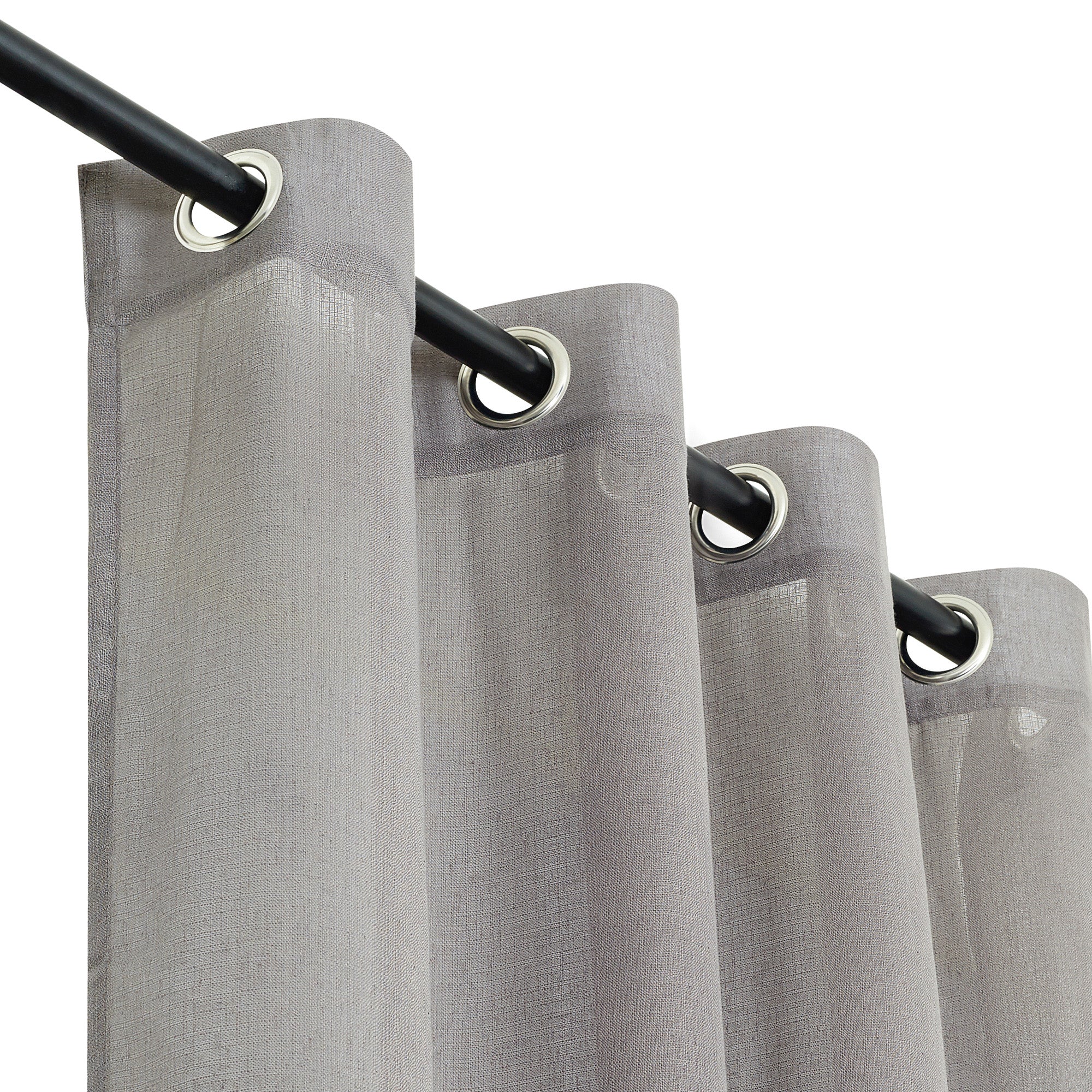 Fiesta  Set of 2 Solid Textured Sheer Window Curtains 5 Feet in Charcoal Colour