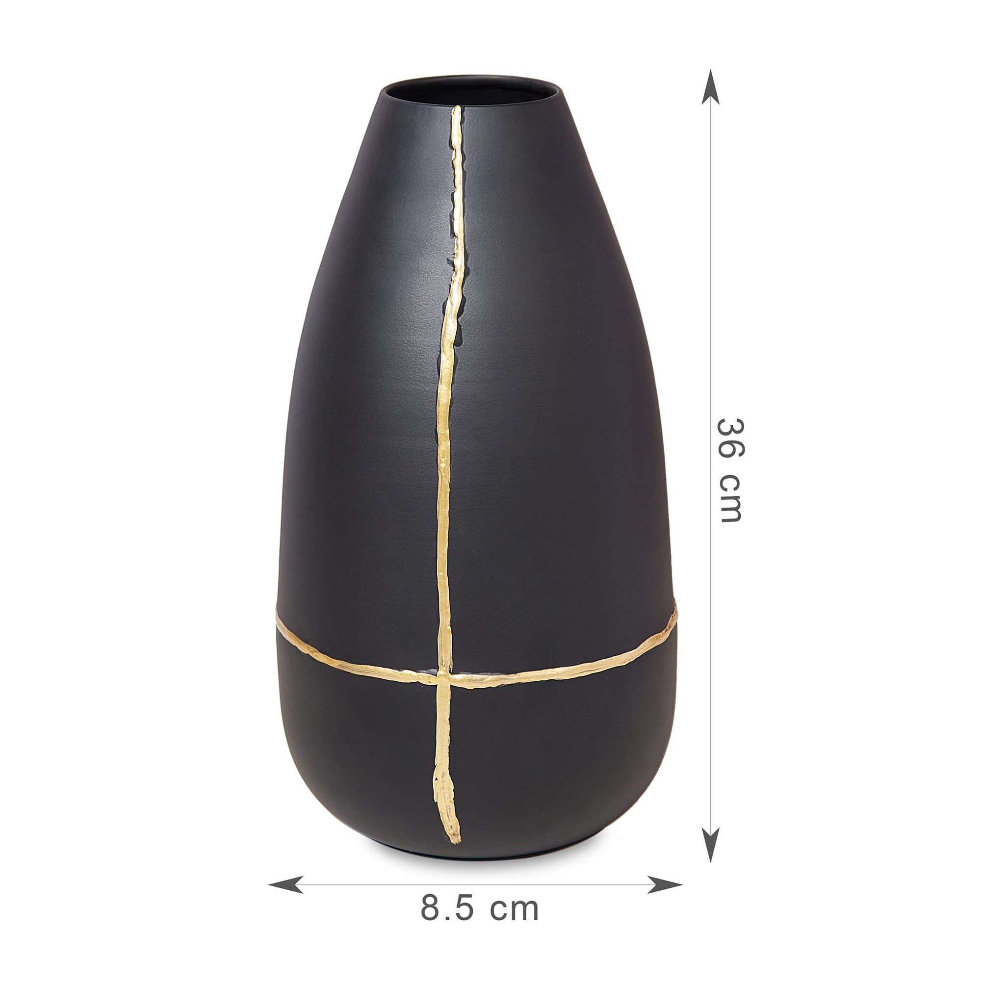 Mezzo Metal Vases 35 cm in Black Colour