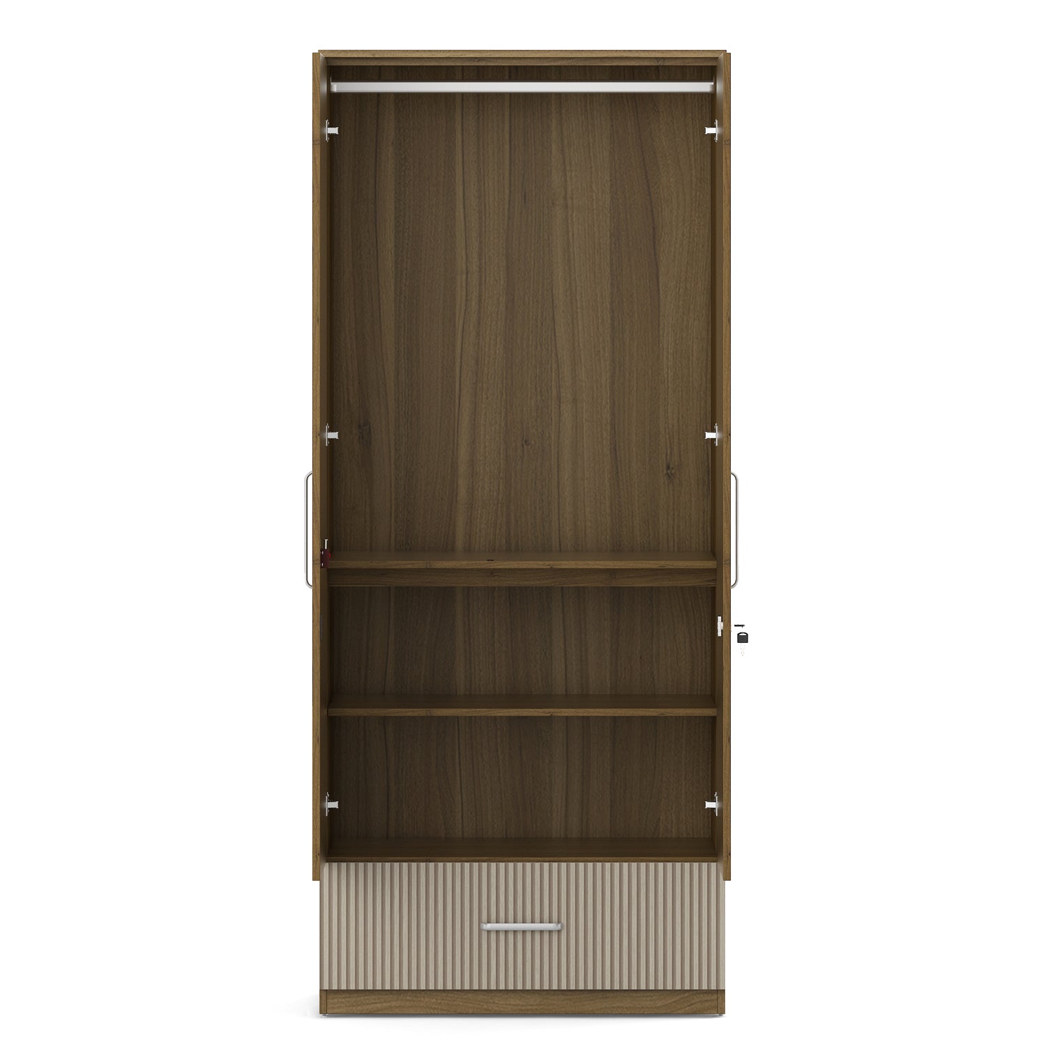 Diago Two Door Wardrobe In Natural Teak Color