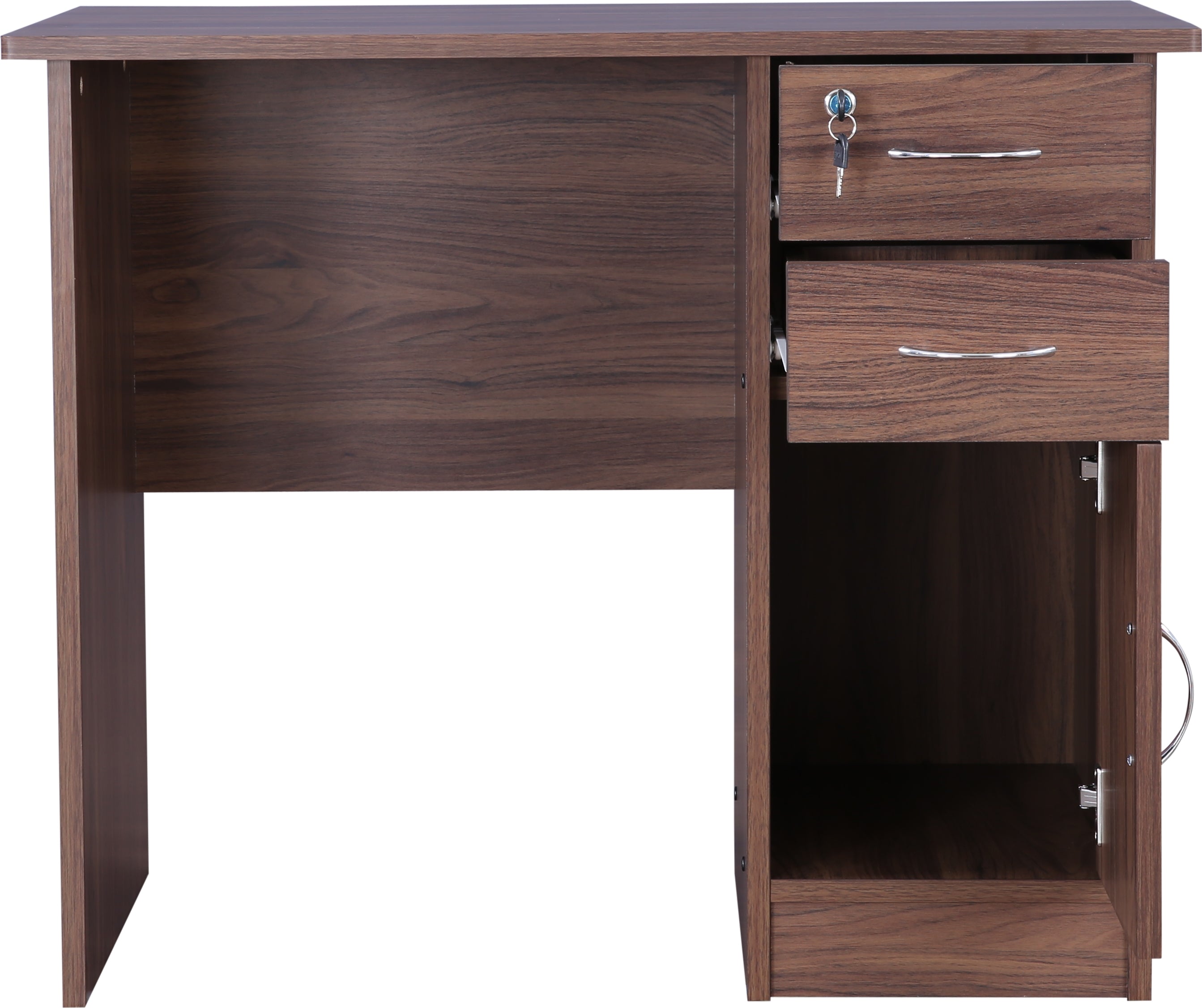 Simply Study Table with Three Drawer in Dark Walnut Colour