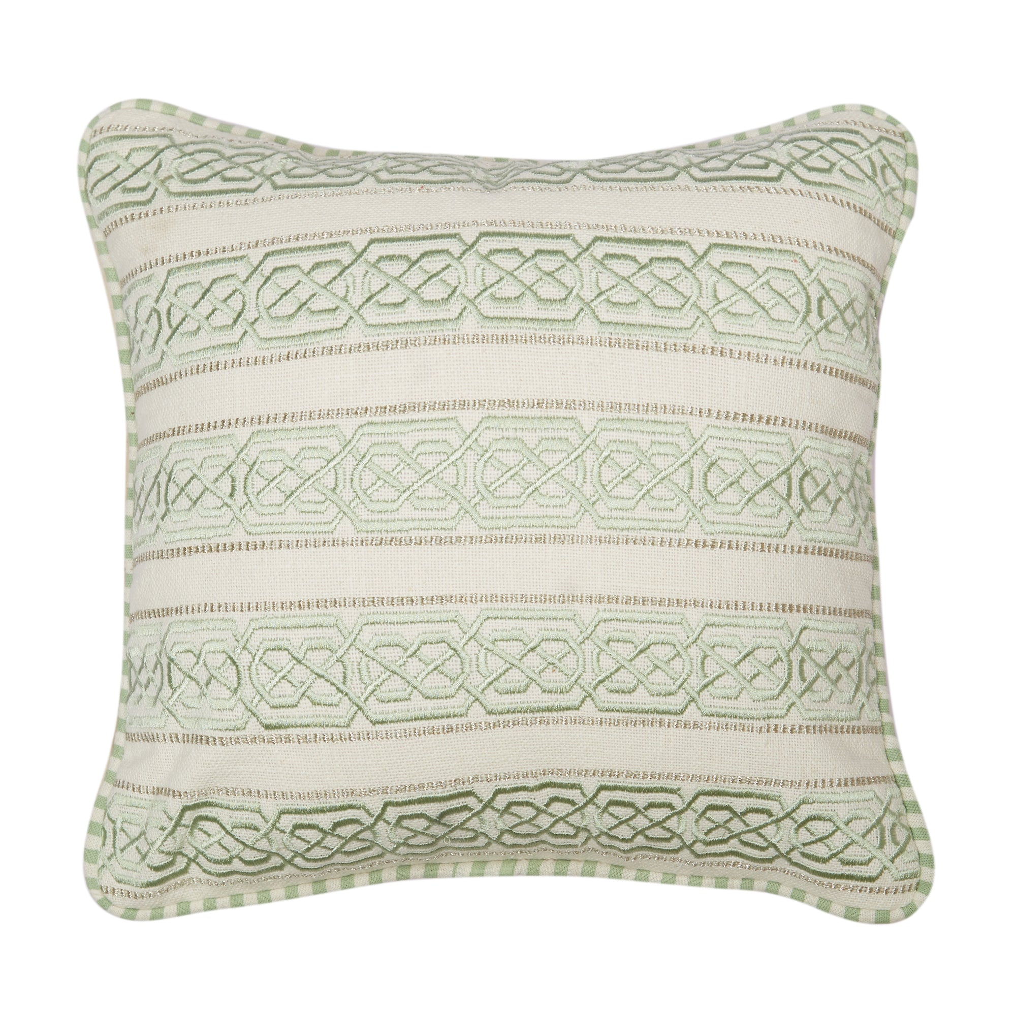Indian Botanical Cotton Cushion Cover 30x30 cm in Sage Border Print