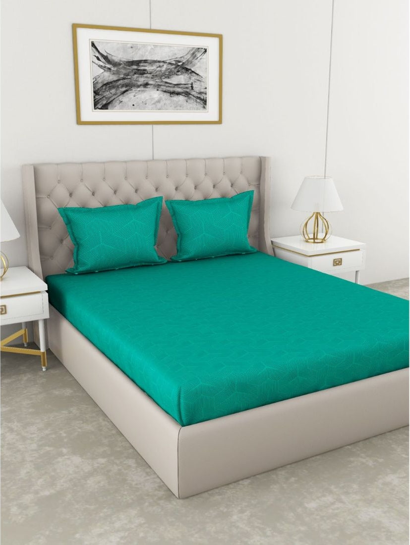 Botanical Cotton King Bed Sheet 274X274 Cm 210 Tc in Green Colour