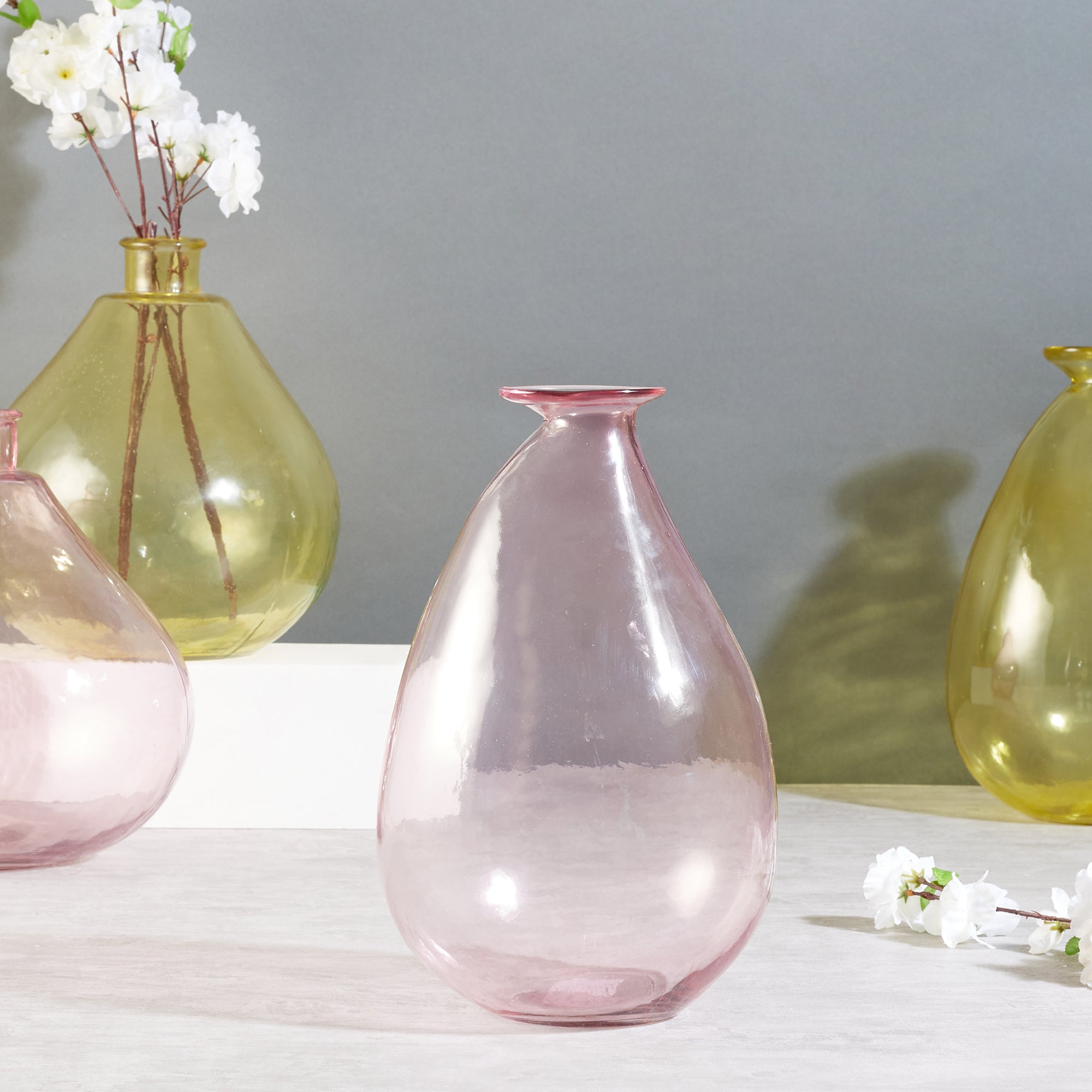 Phiona Glass Modern Organic Shapped Handcrafted 31 Cm Vase in Blush Colour