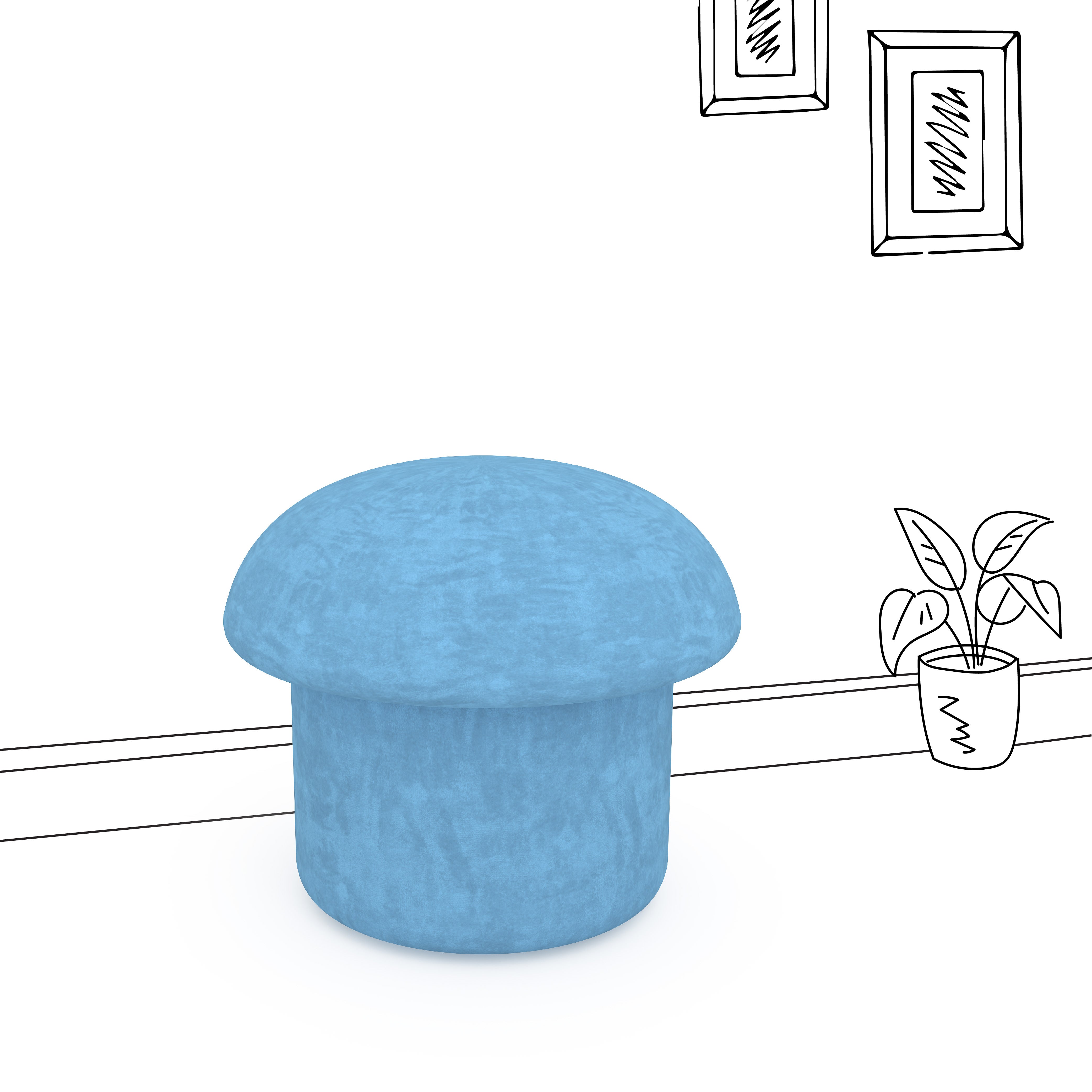 Mushroom Stool With Storage in Galaxy Blue Colour
