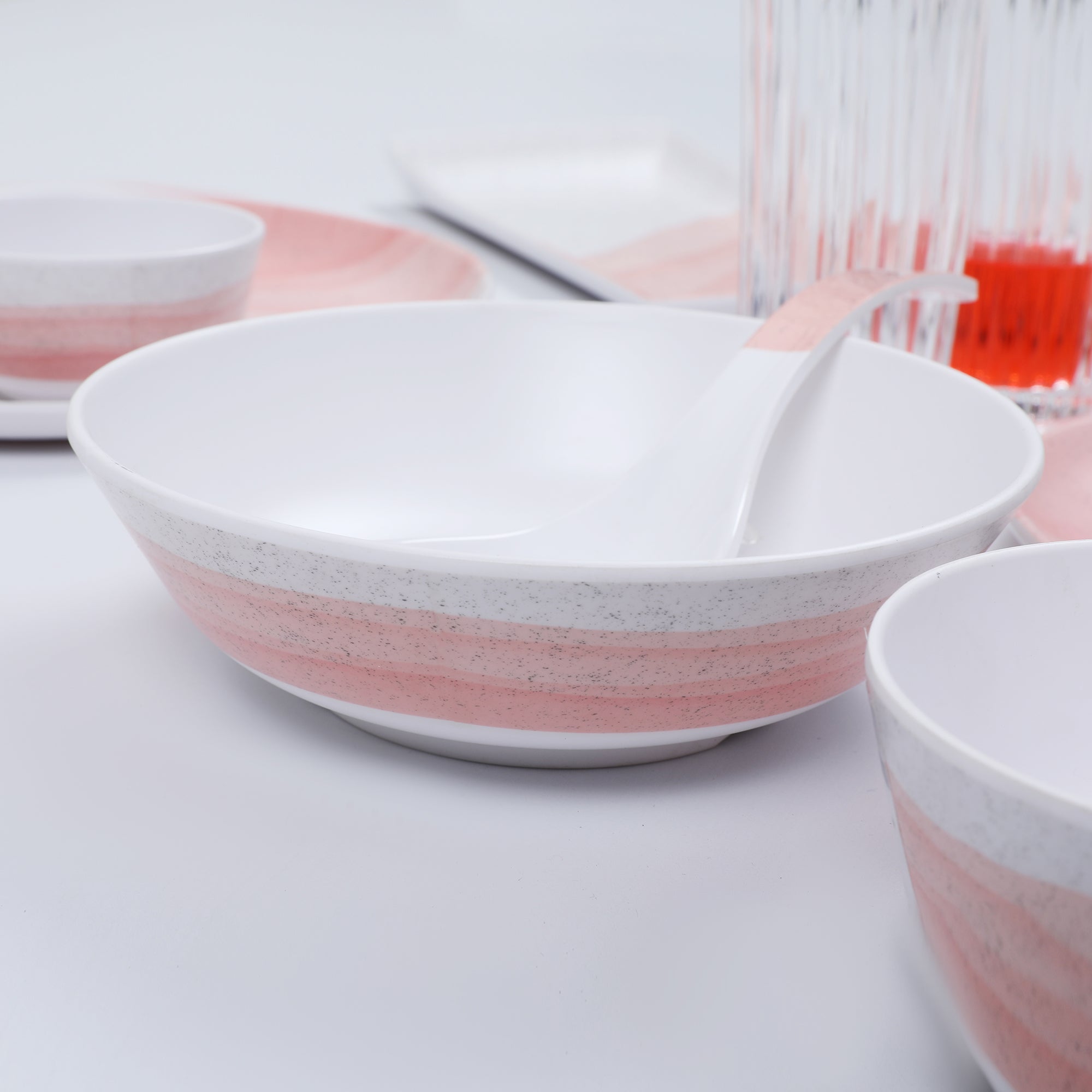 Emilia Melamine Speckles Serving Bowl in Pink Colour